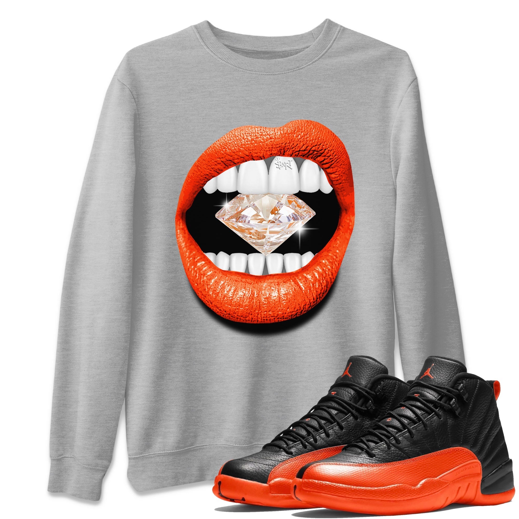 Lips Diamond Unisex Tops - Air Jordan 12 Brilliant Orange