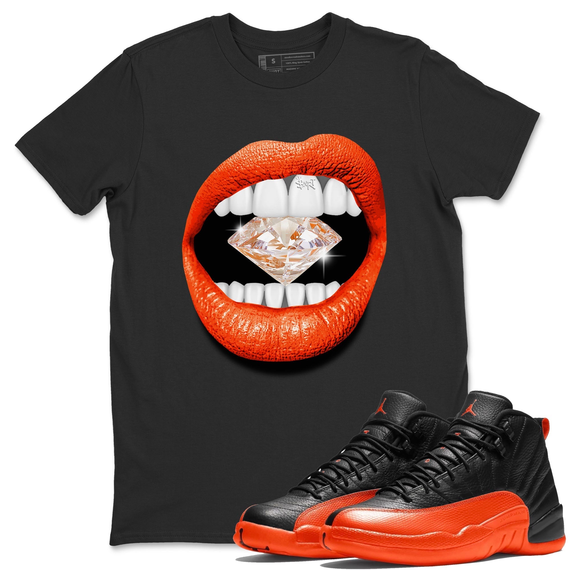 Lips Diamond Unisex Tops - Air Jordan 12 Brilliant Orange