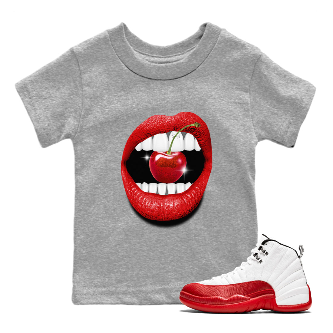 Lips Diamond Kids Tops - Air Jordan 12 Cherry