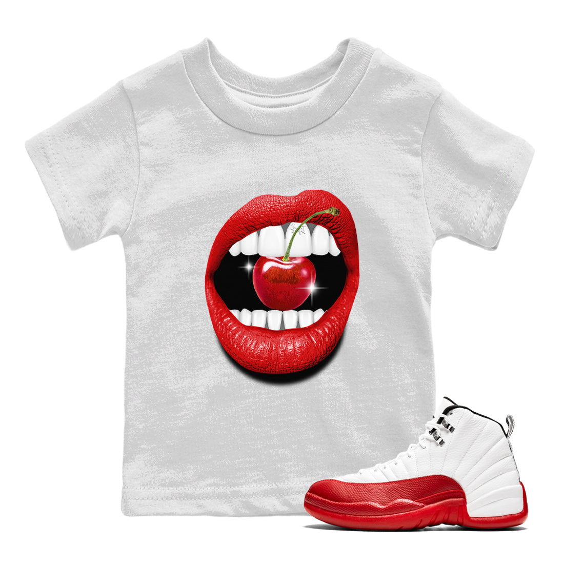 Lips Diamond Kids Tops - Air Jordan 12 Cherry