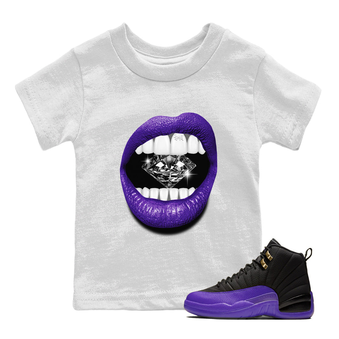 Lips Diamond Kids Tops - Air Jordan 12 Field Purple