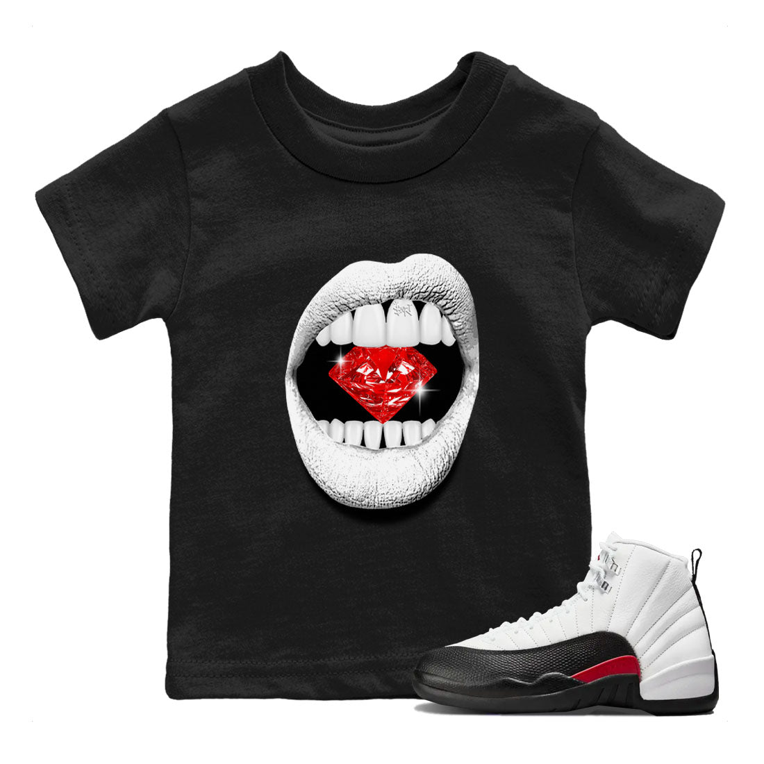 Lips Diamond snkmatch Tees Kids - Air Jordan 12 Taxi Flip