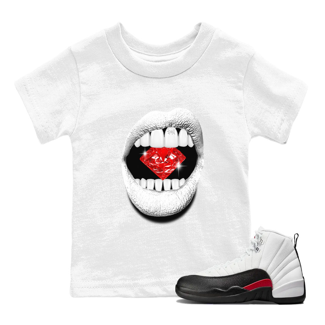 Lips Diamond snkmatch Tees Kids - Air Jordan 12 Taxi Flip
