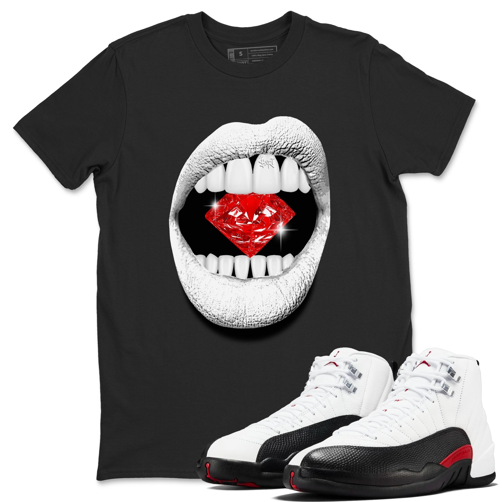 Lips Diamond snkmatch Tees - Air Jordan 12 Taxi Flip
