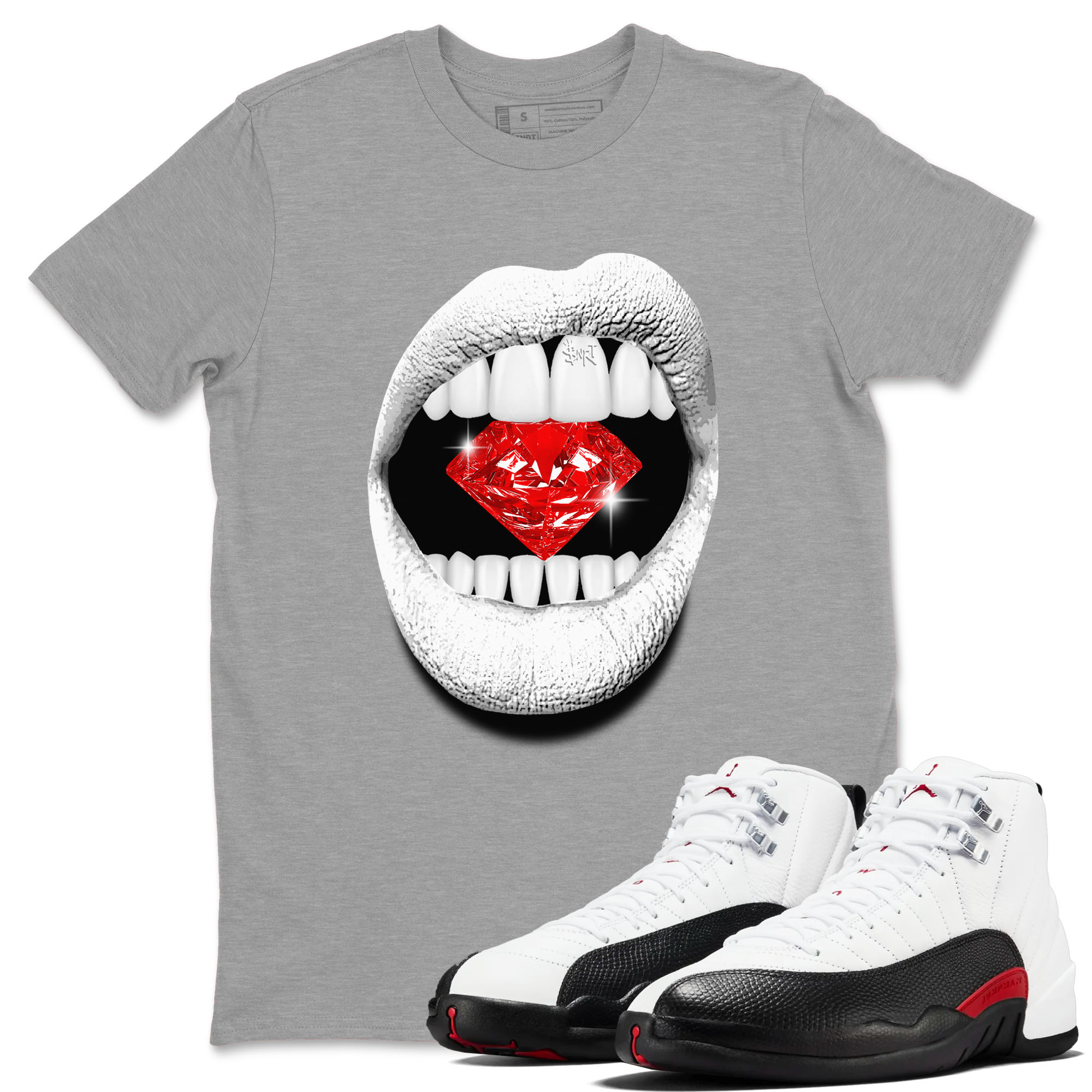 Lips Diamond snkmatch Tees - Air Jordan 12 Taxi Flip