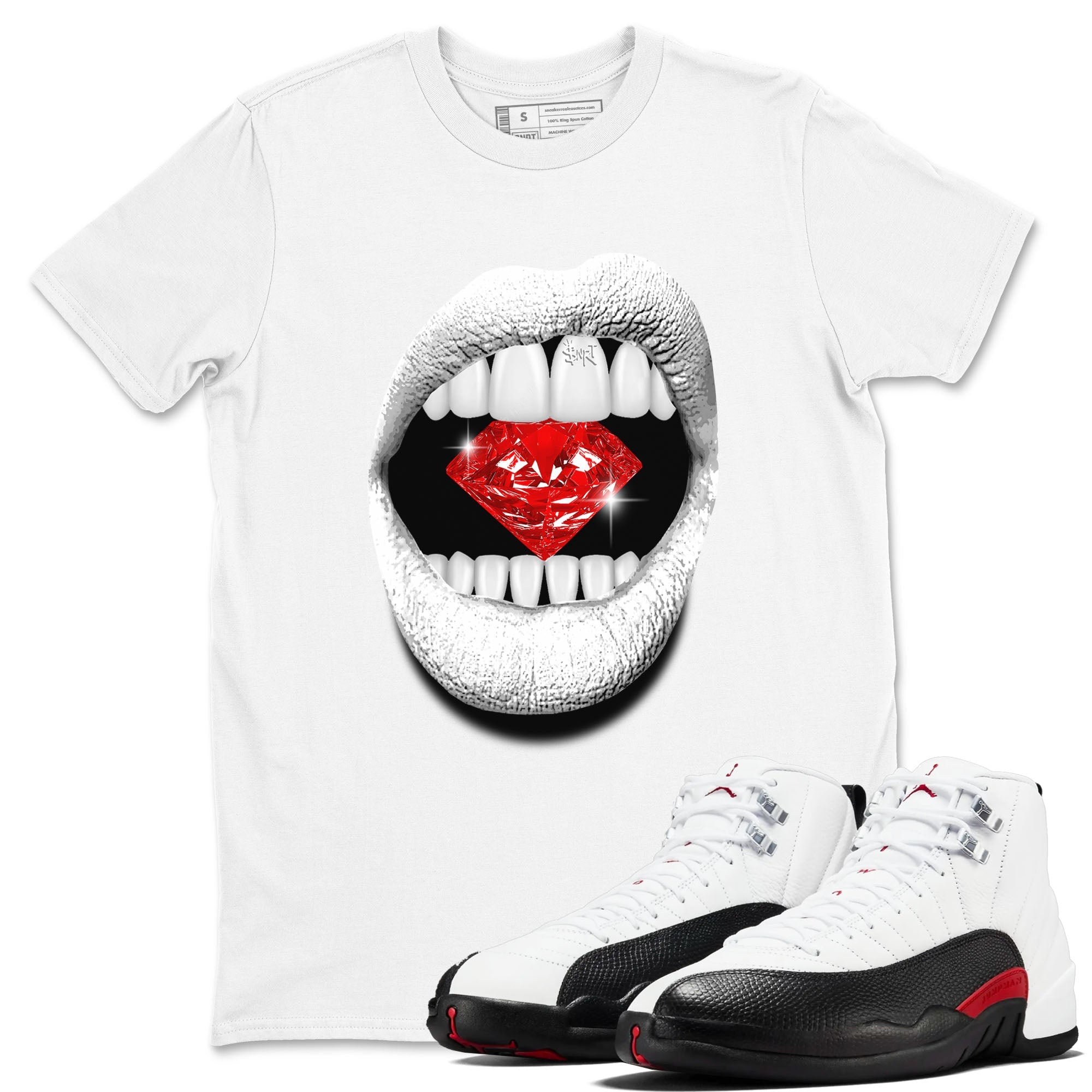 Lips Diamond snkmatch Tees - Air Jordan 12 Taxi Flip