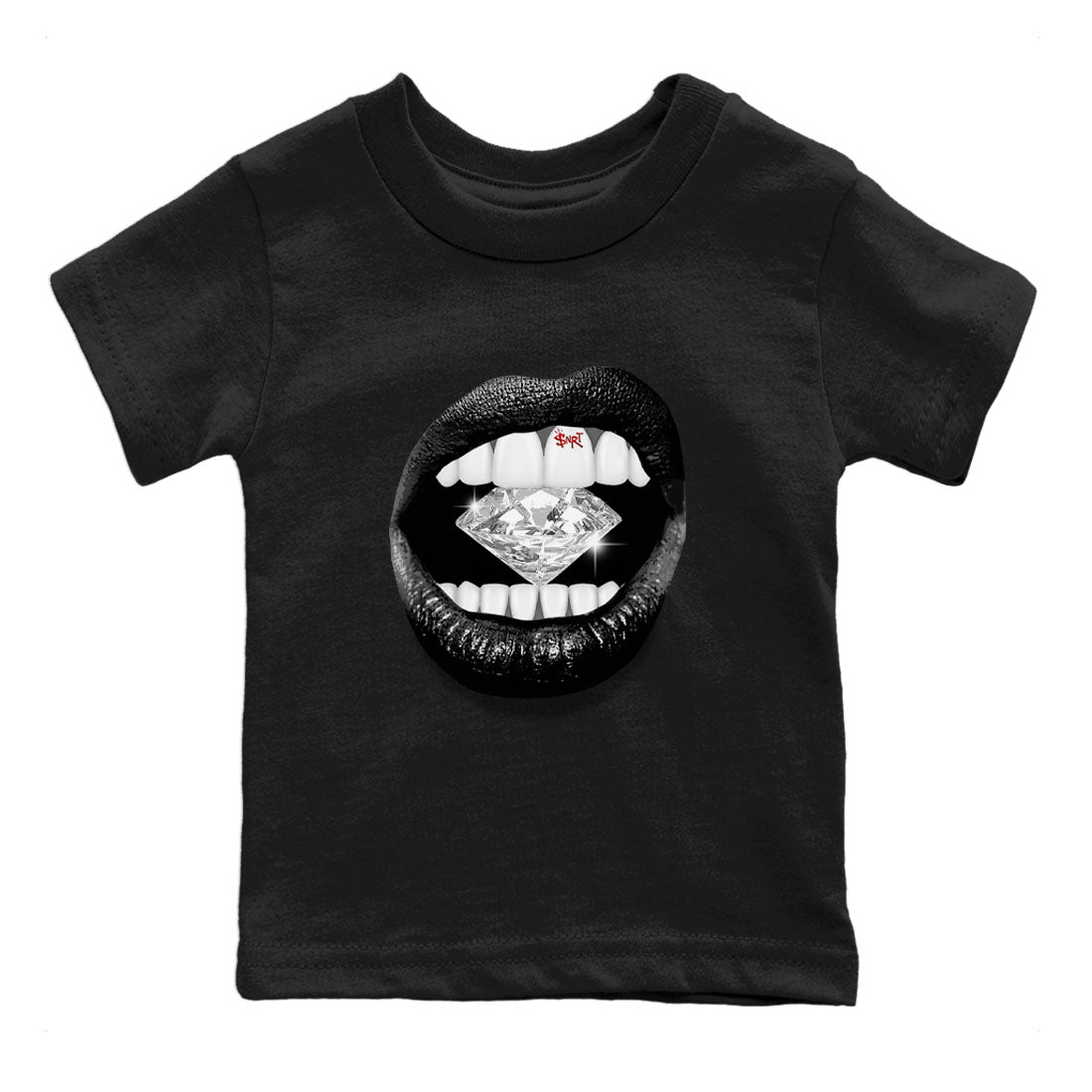 Lips Diamond Kids Tops - Air Jordan 13 Black Flint
