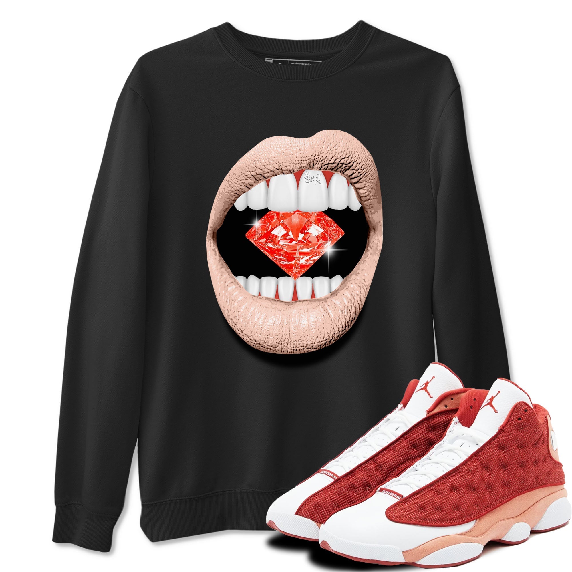 Lips Diamond snkmatch Tees - Air Jordan 13 Dune Red