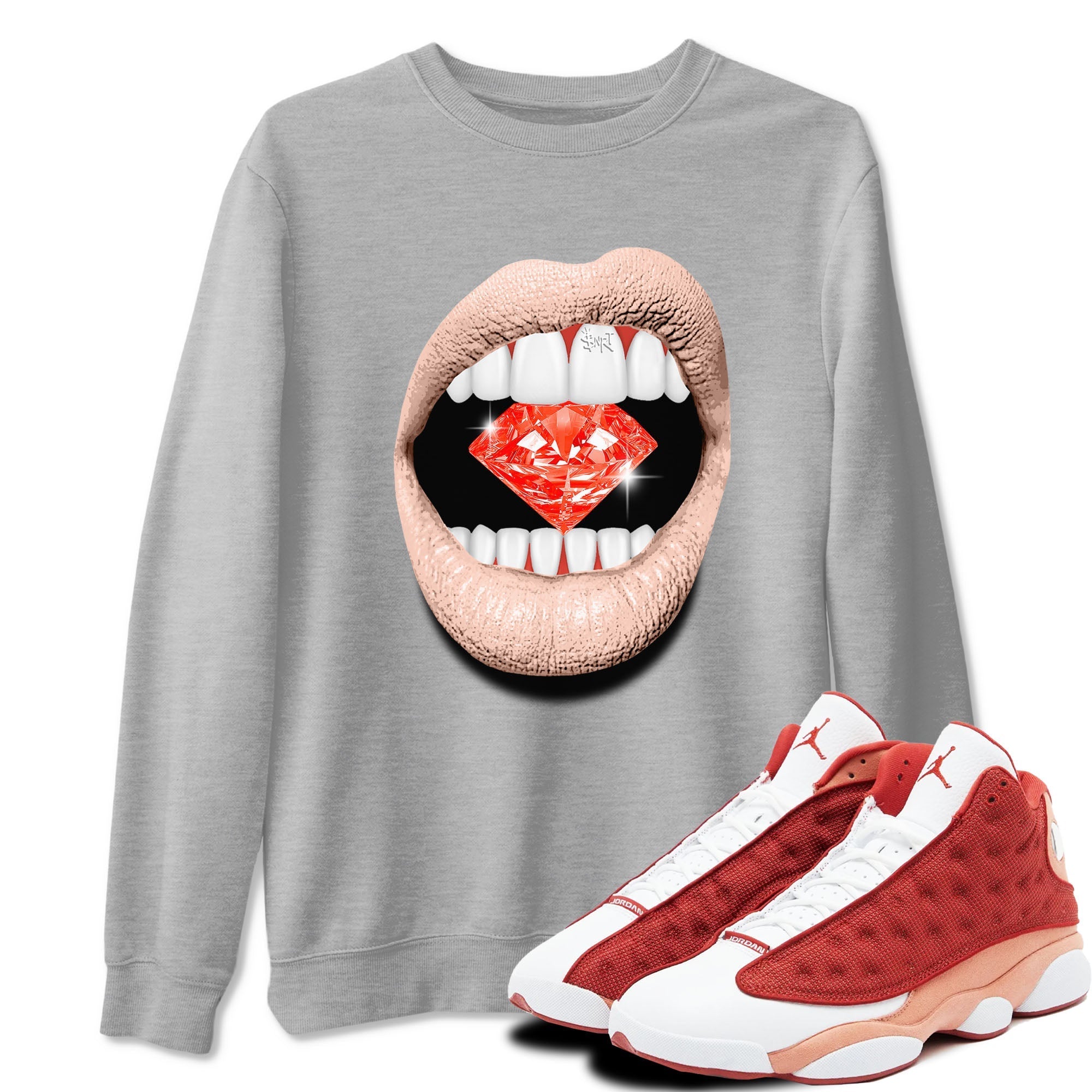 Lips Diamond snkmatch Tees - Air Jordan 13 Dune Red