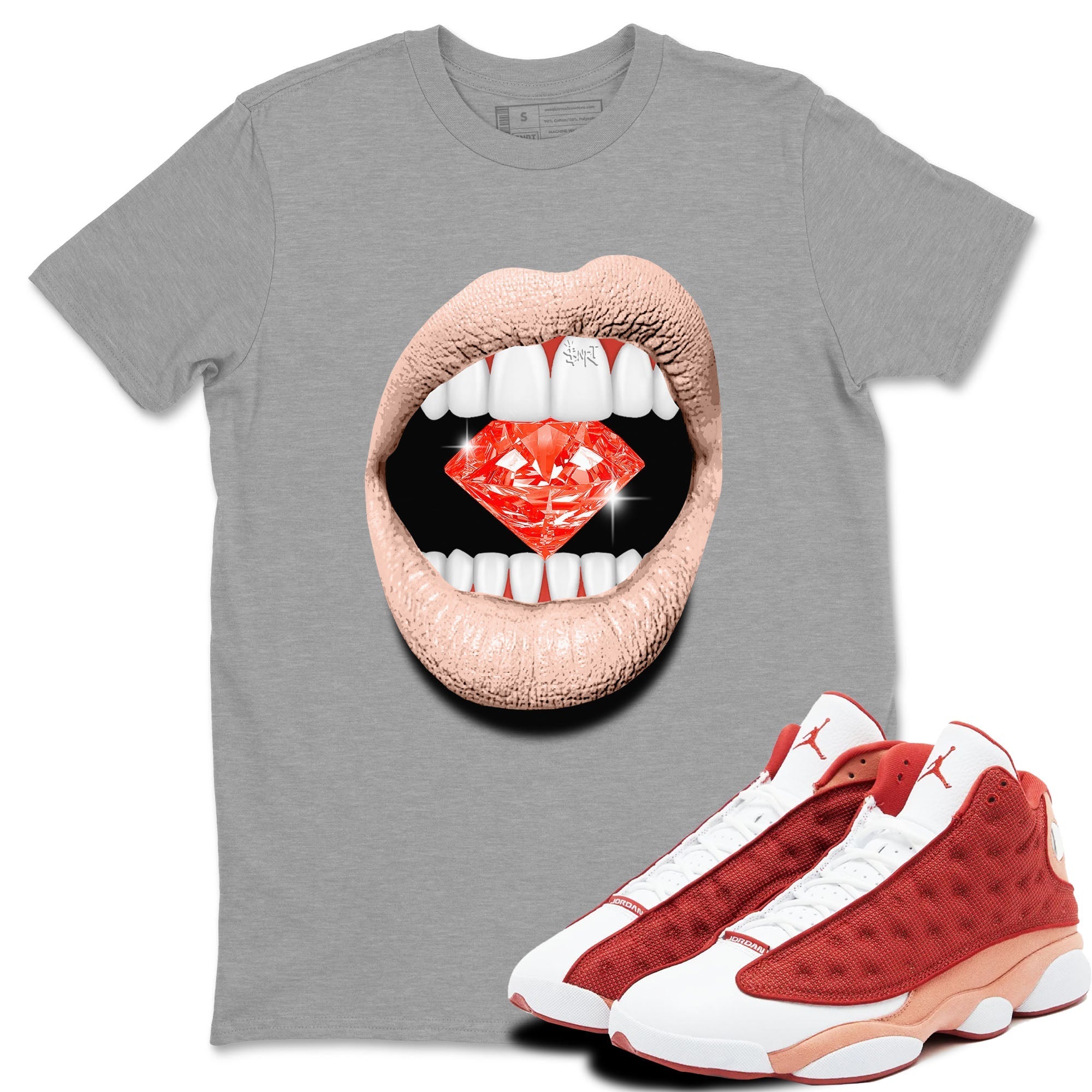 Lips Diamond snkmatch Tees - Air Jordan 13 Dune Red