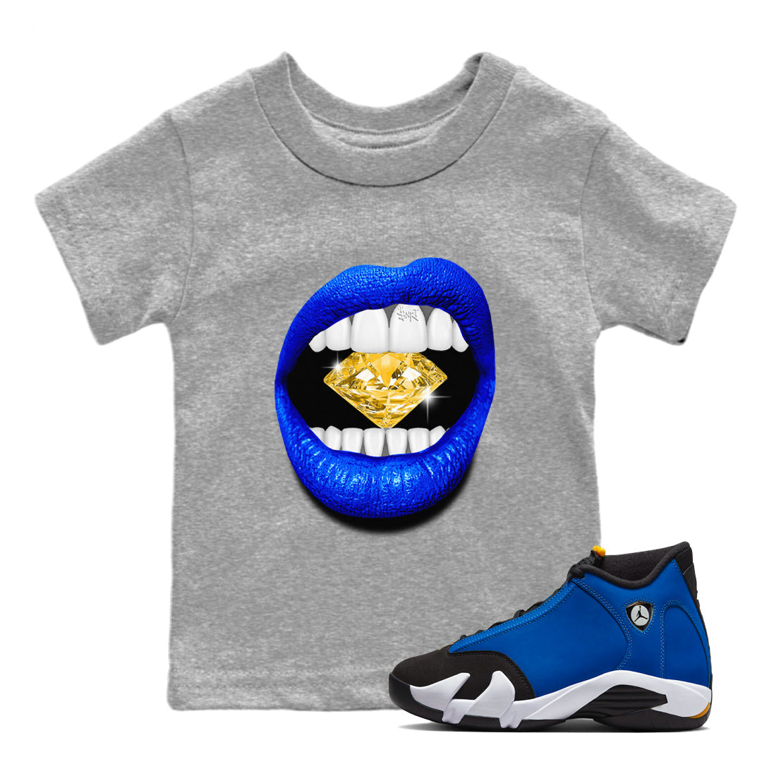 Lips Diamond Kids Tops - Air Jordan 14 Laney