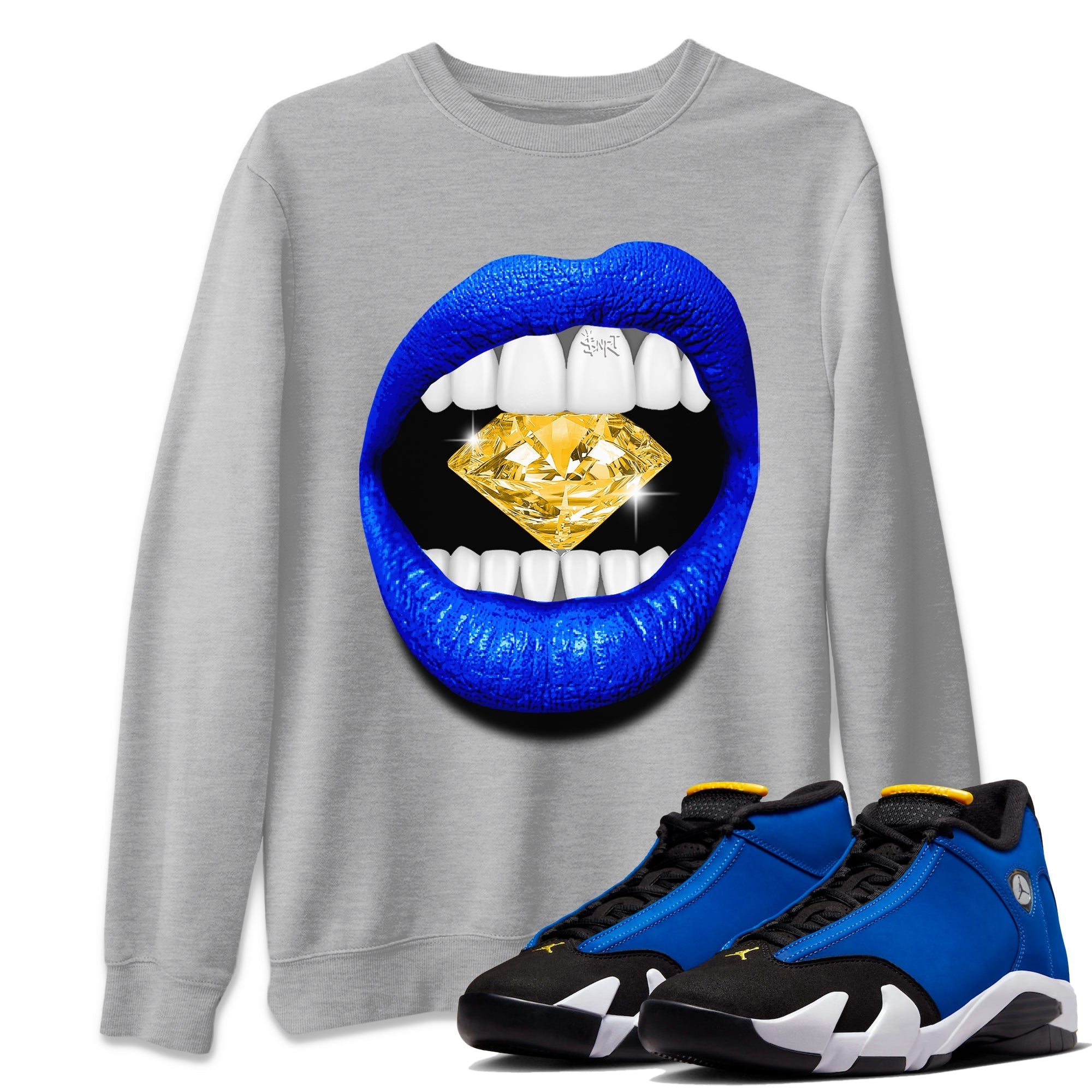 Lips Diamond Unisex Tops - Air Jordan 14 Laney