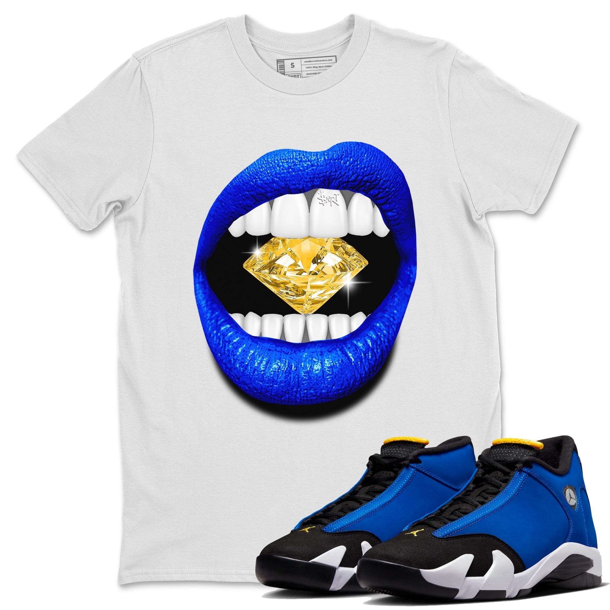 Lips Diamond Unisex Tops - Air Jordan 14 Laney