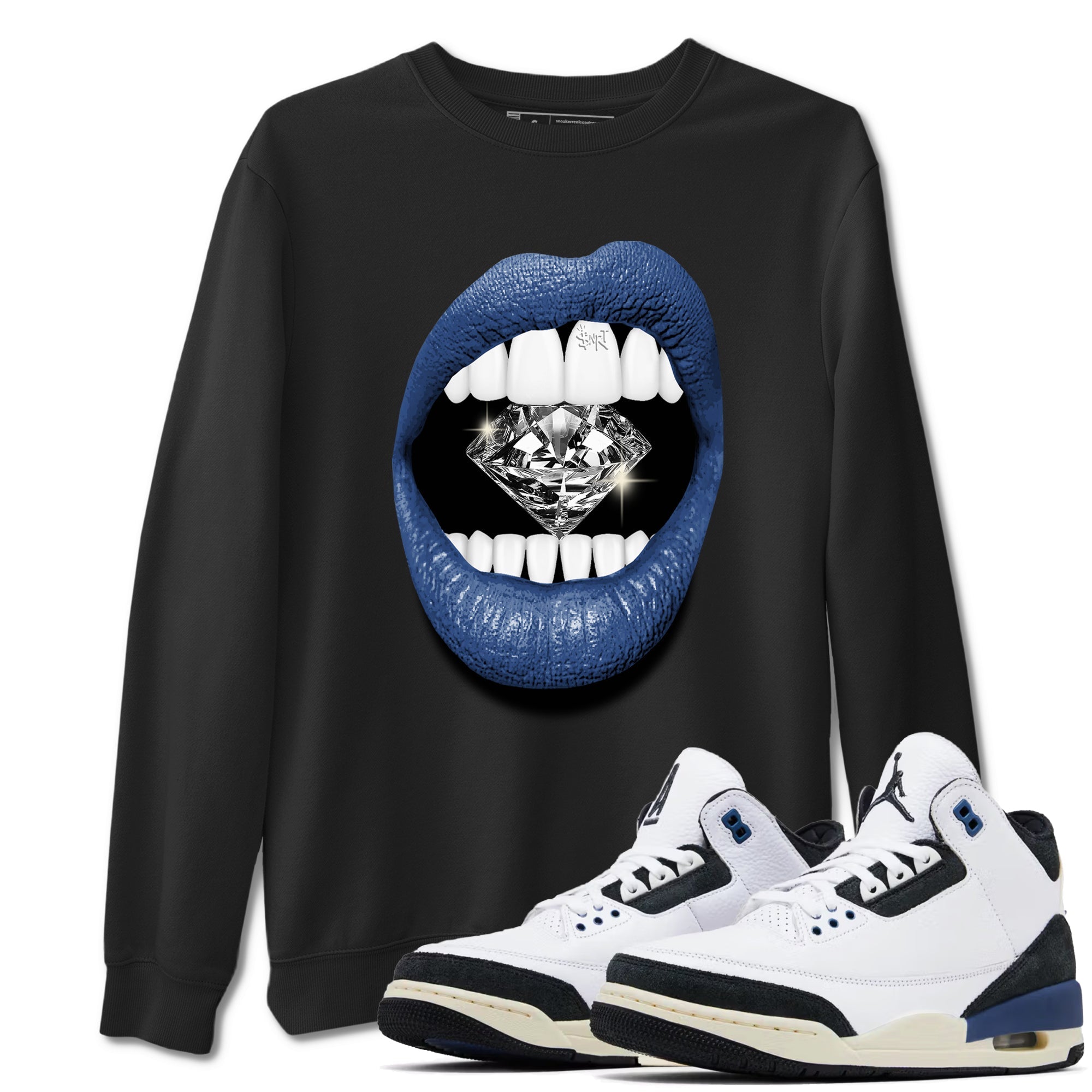 Lips Diamond snkmatch Tees - Air Jordan 3 A Ma Maniere x Diffused Blue