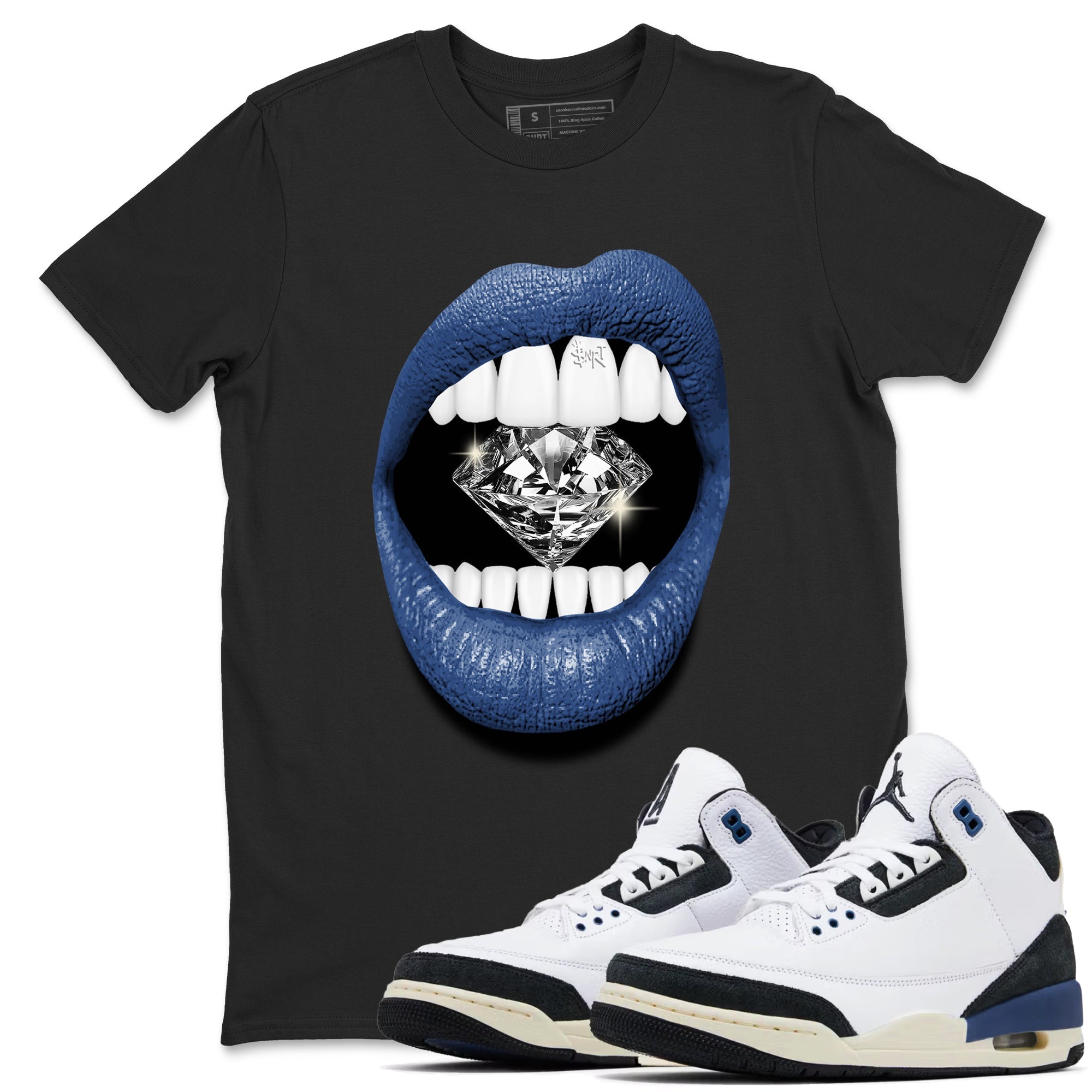 Lips Diamond snkmatch Tees - Air Jordan 3 A Ma Maniere x Diffused Blue