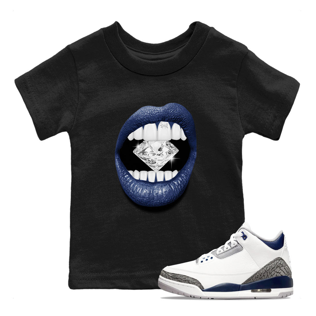 Lips Diamond snkmatch Tees Kids - Air Jordan 3 Midnight Navy 2023