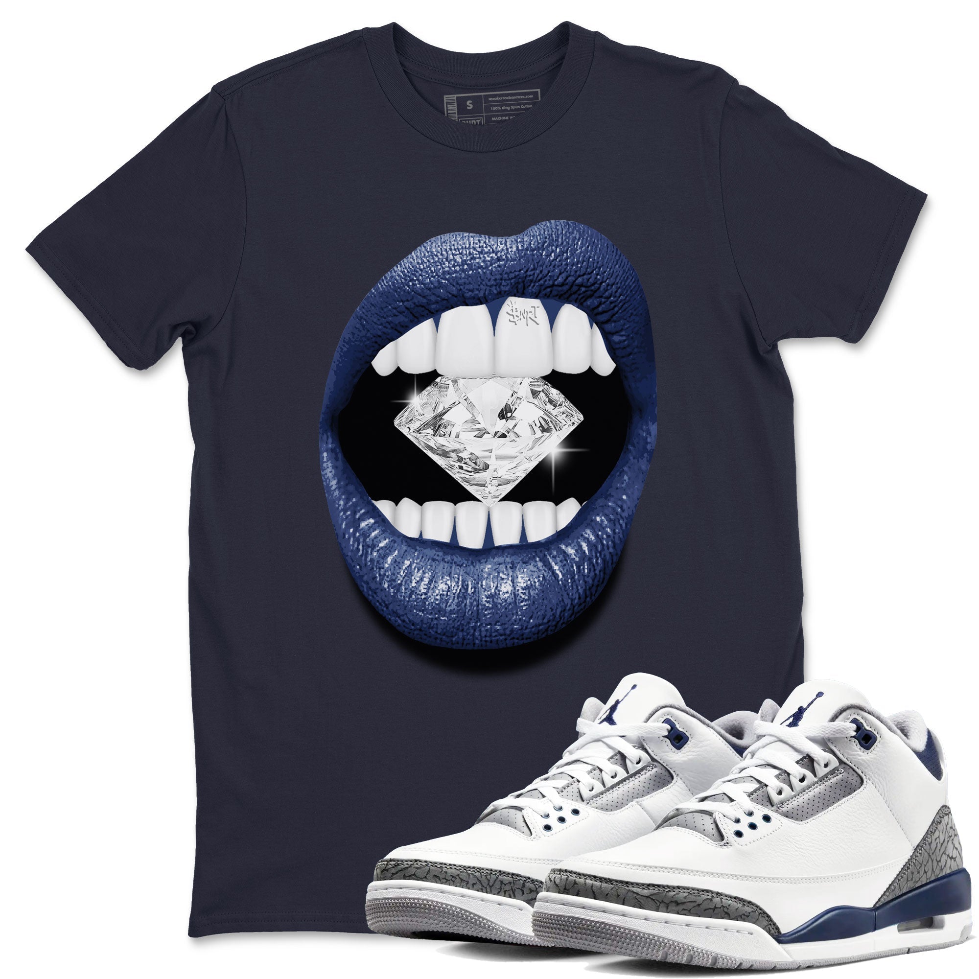 Lips Diamond snkmatch Tees - Air Jordan 3 Midnight Navy 2023