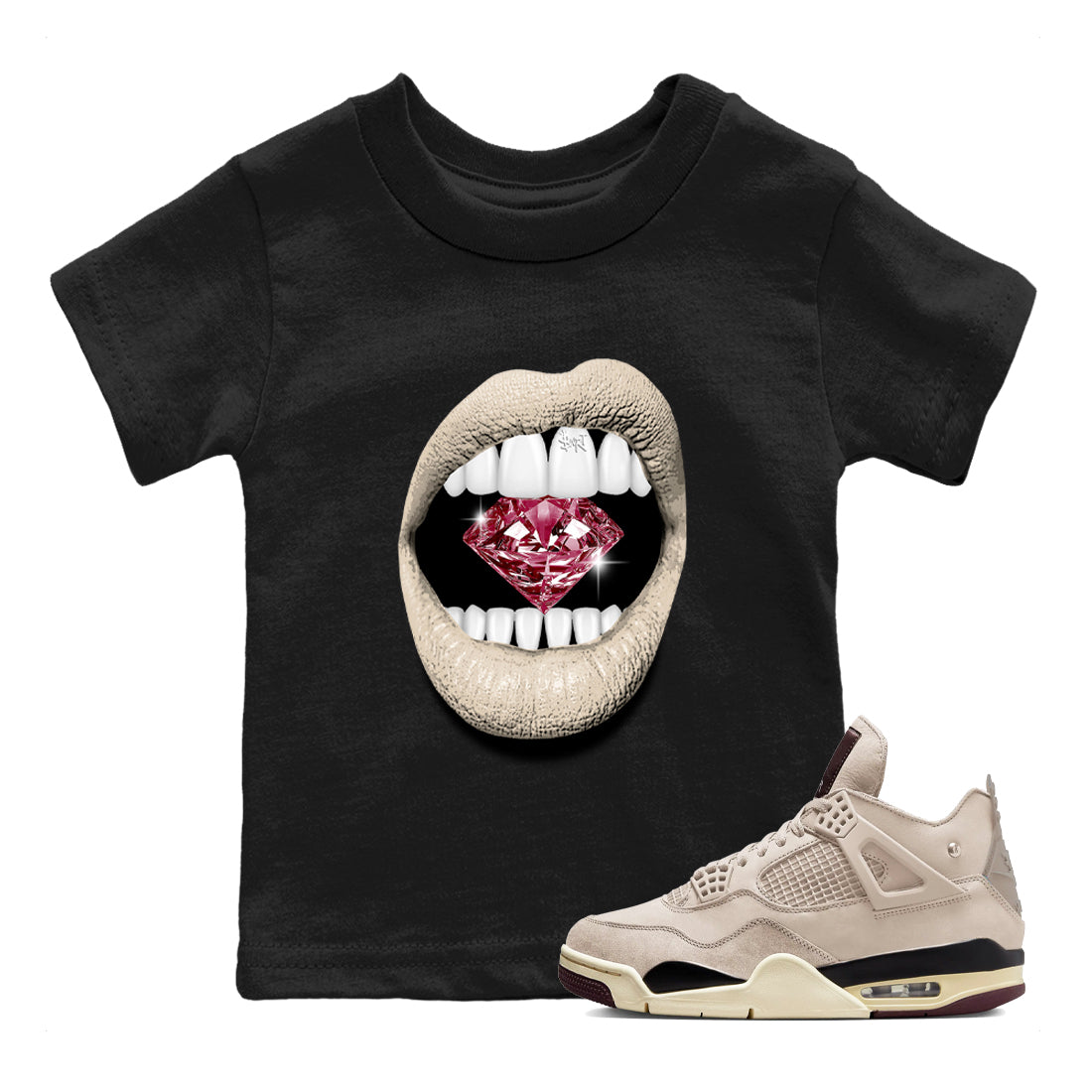 Lips Diamond snkmatch Tees Kids - Air Jordan 4 A Ma Maniere x Fossil Stone