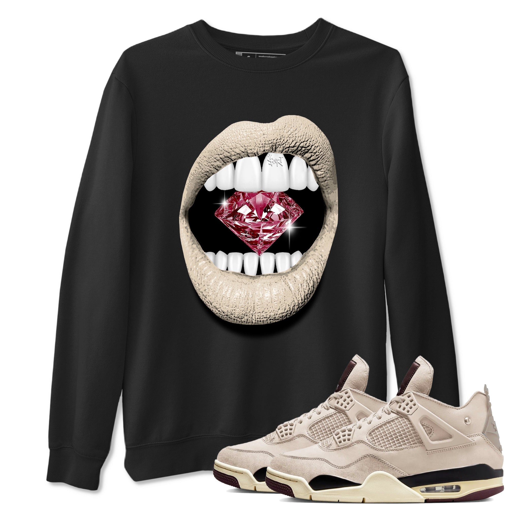 Lips Diamond snkmatch Tees - Air Jordan 4 A Ma Maniere x Fossil Stone