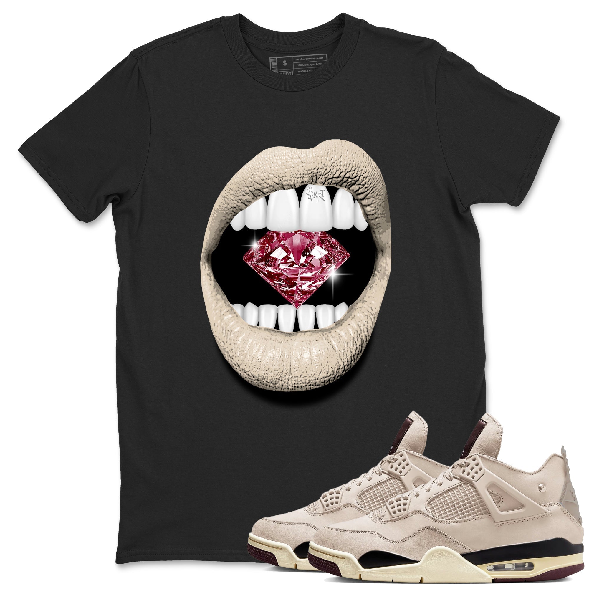 Lips Diamond snkmatch Tees - Air Jordan 4 A Ma Maniere x Fossil Stone