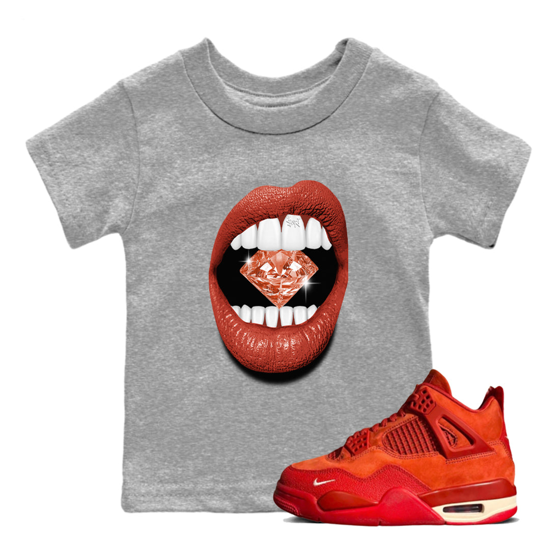 Lips Diamond snkmatch Tees Kids - Air Jordan 4 Brick By Brick
