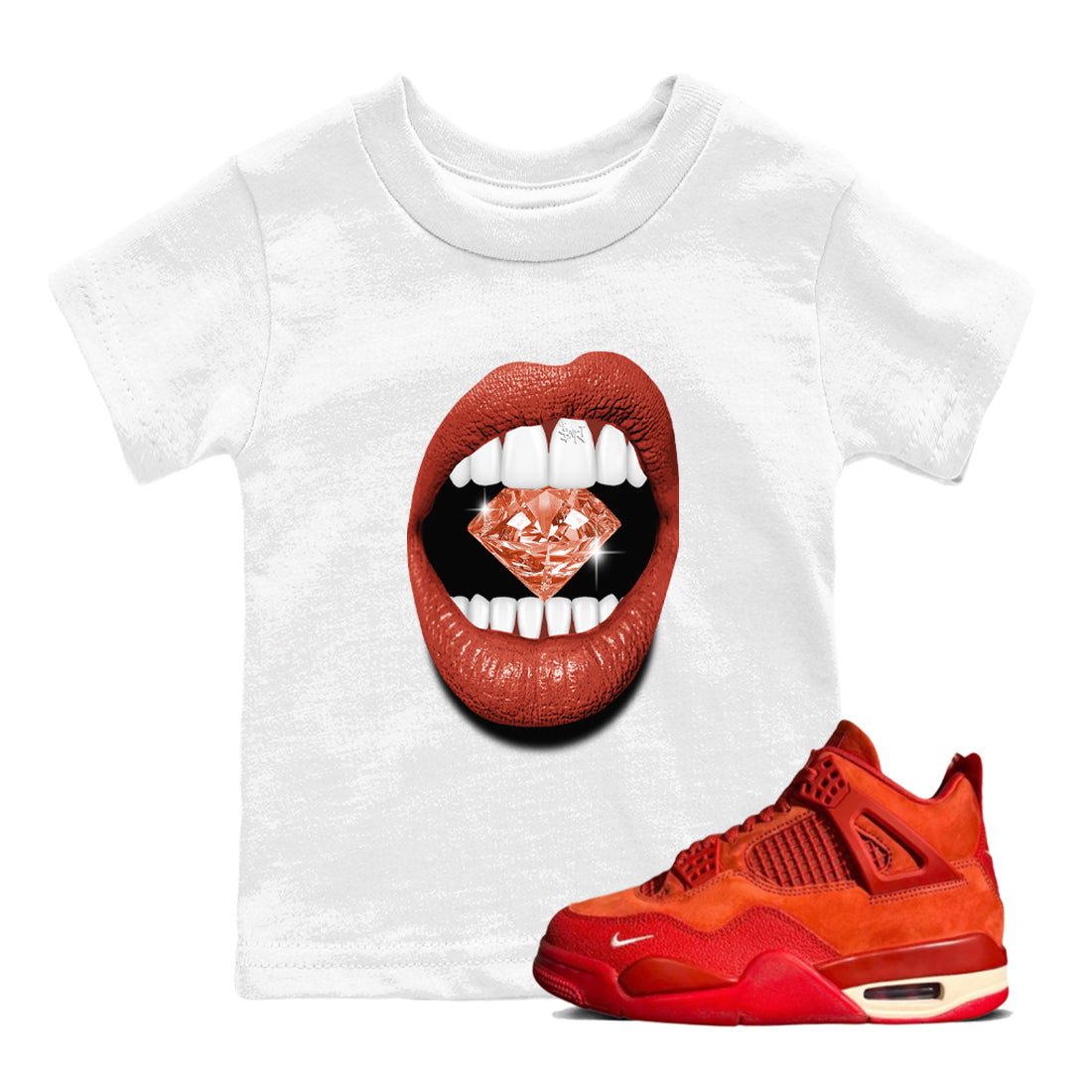 Lips Diamond snkmatch Tees Kids - Air Jordan 4 Brick By Brick