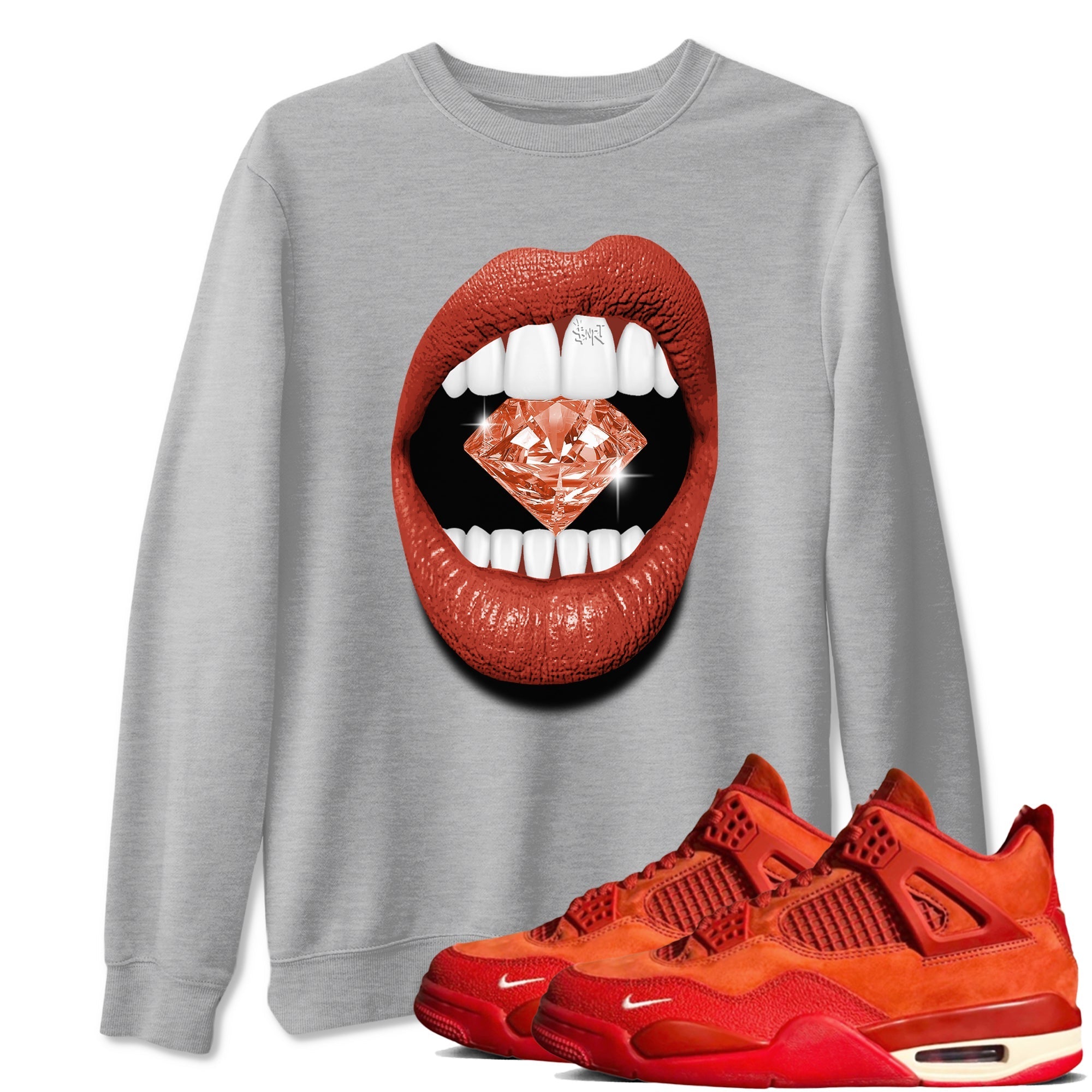 Lips Diamond snkmatch Tees - Air Jordan 4 Brick By Brick