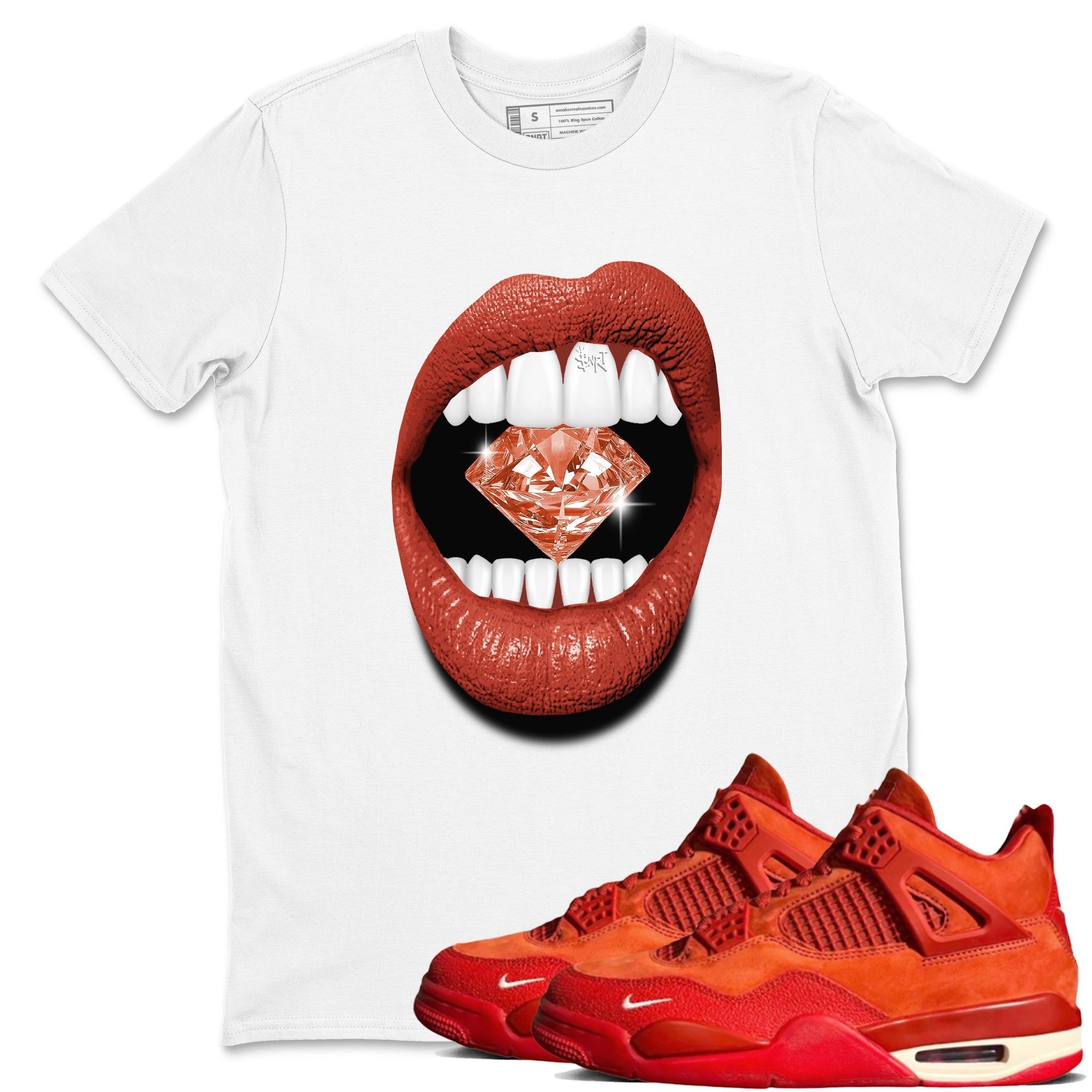Lips Diamond snkmatch Tees - Air Jordan 4 Brick By Brick