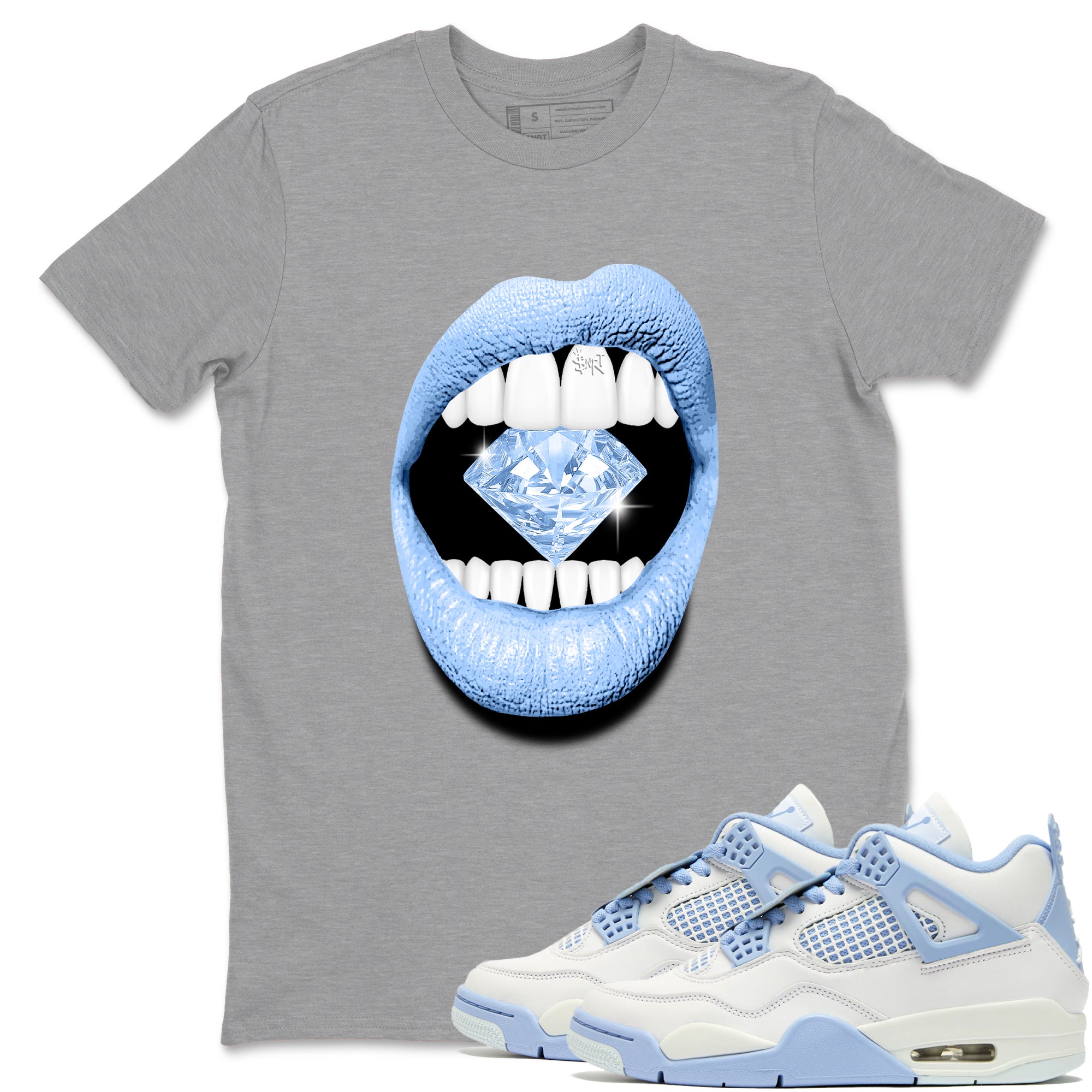 Lips Diamond snkmatch Tees - Air Jordan 4 Forget Me Not