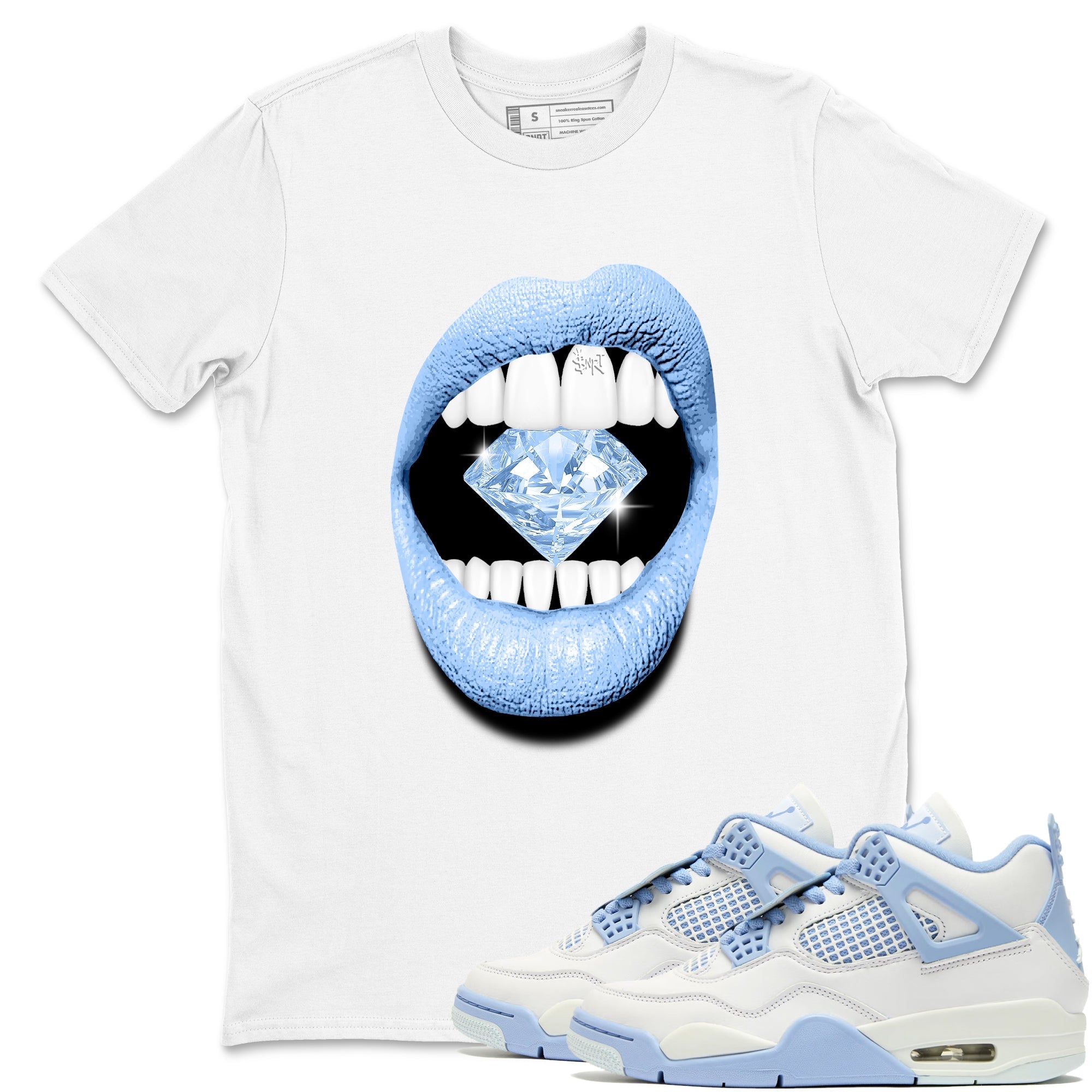 Lips Diamond snkmatch Tees - Air Jordan 4 Forget Me Not