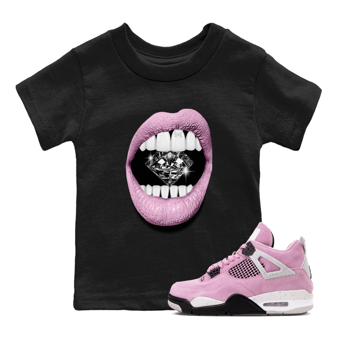 Lips Diamond snkmatch Tees Kids - Air Jordan 4 Orchid