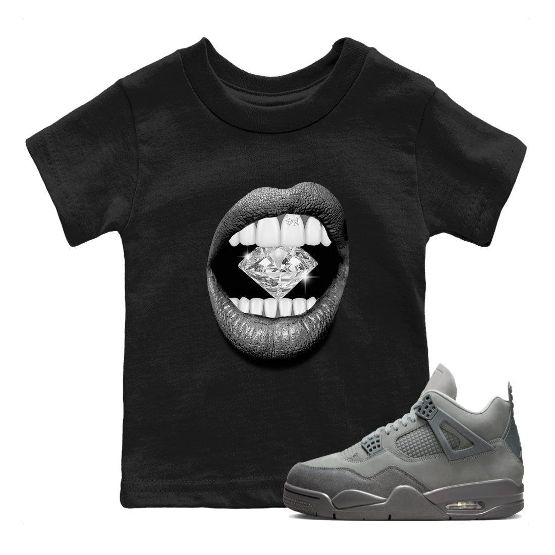 Lips Diamond snkmatch Tees Kids - Air Jordan 4 Wet Cement