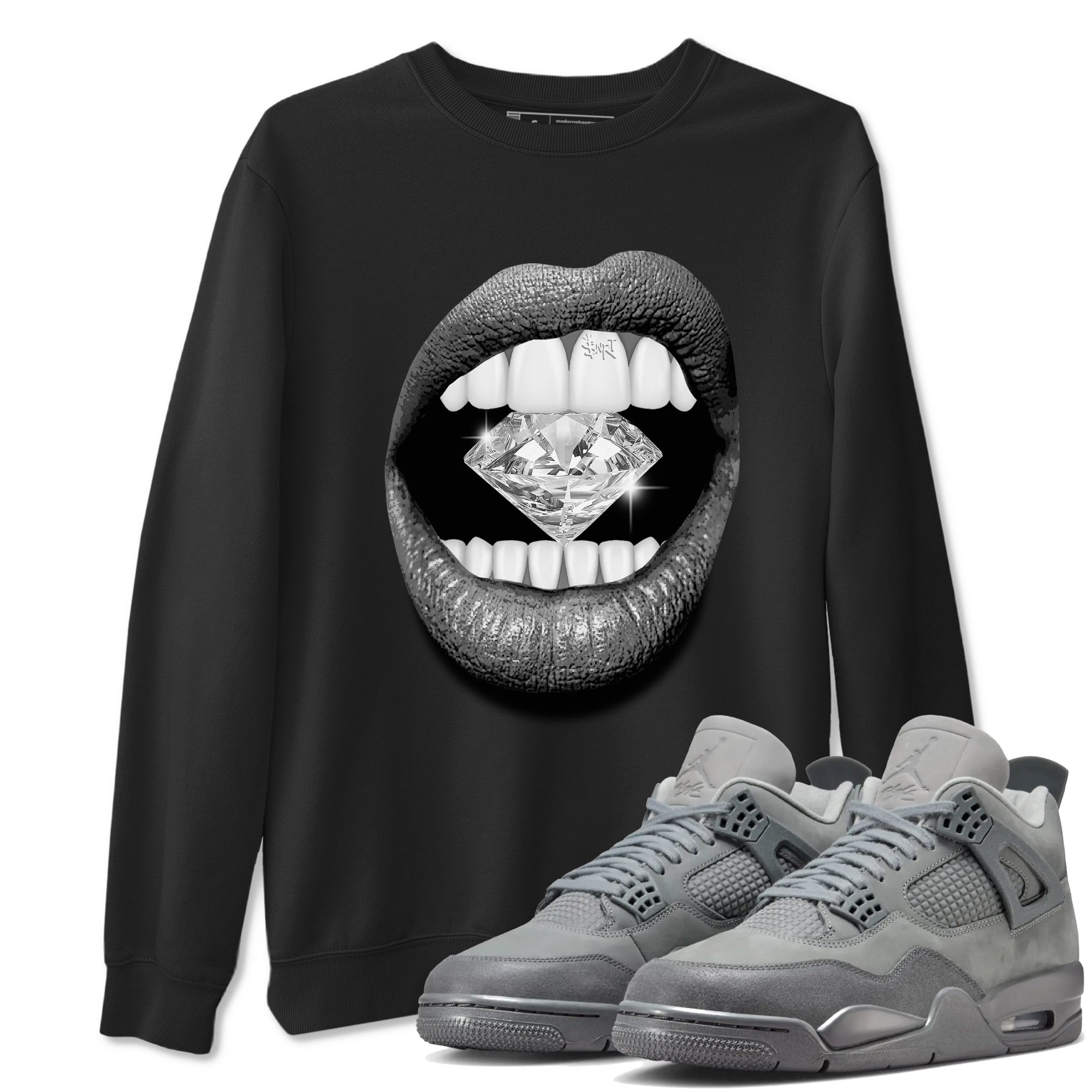 Lips Diamond snkmatch Tees - Air Jordan 4 Wet Cement