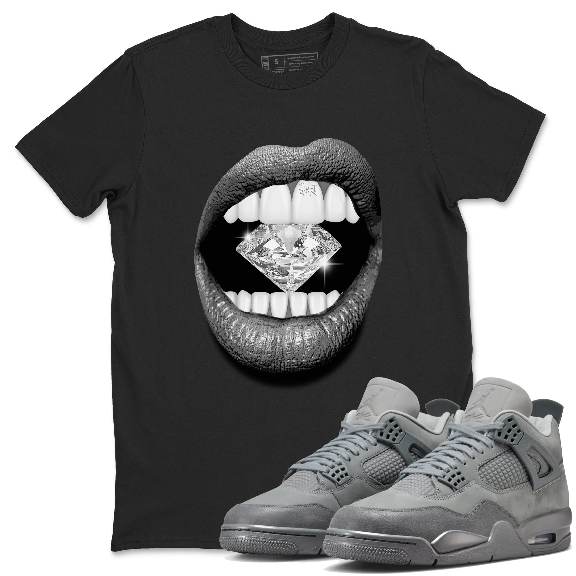 Lips Diamond snkmatch Tees - Air Jordan 4 Wet Cement