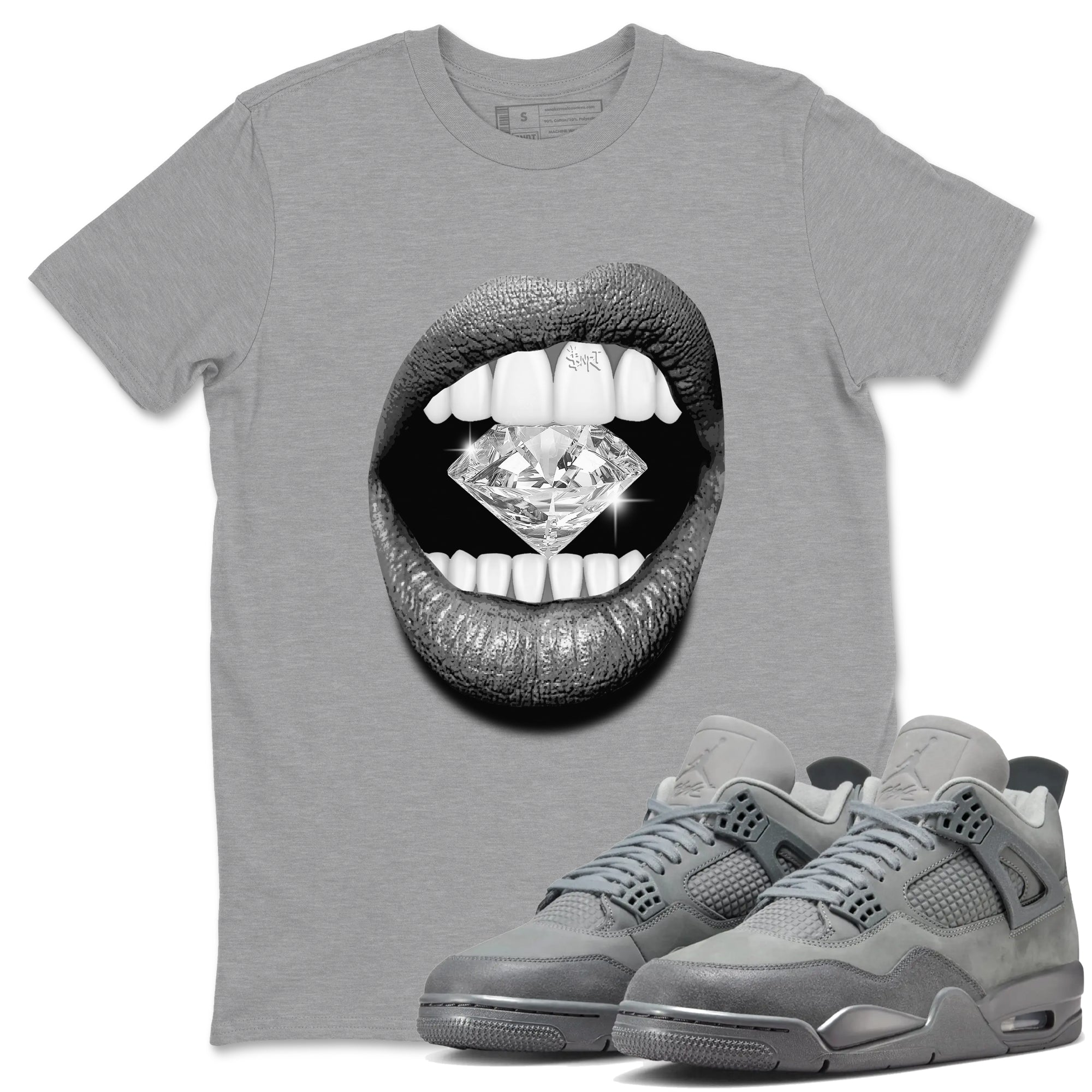 Lips Diamond snkmatch Tees - Air Jordan 4 Wet Cement