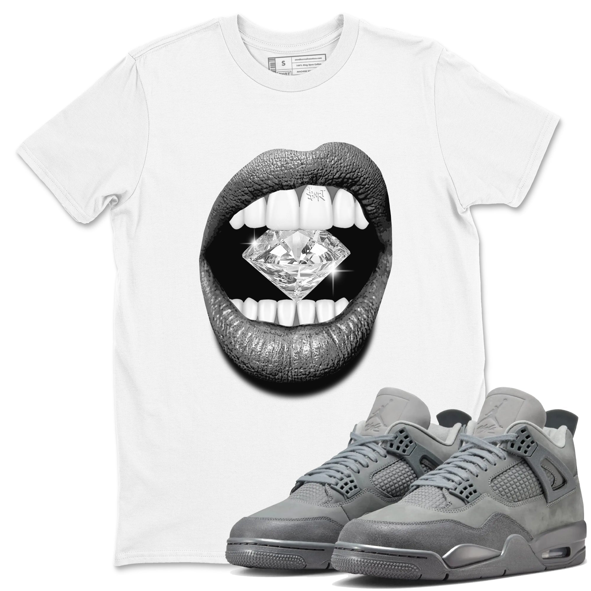 Lips Diamond snkmatch Tees - Air Jordan 4 Wet Cement