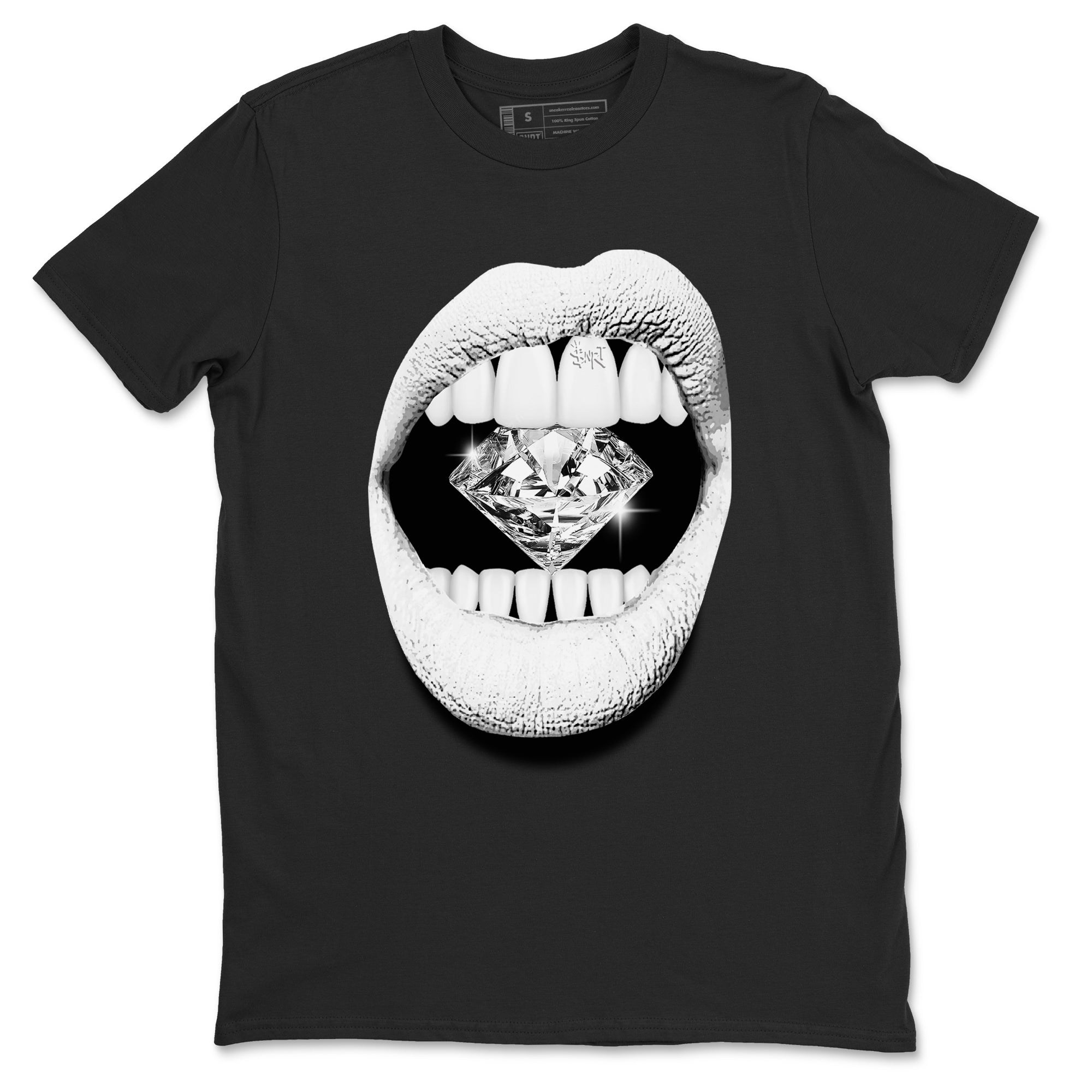 Lips Diamond snkmatch Tees - Air Jordan 5 White Black