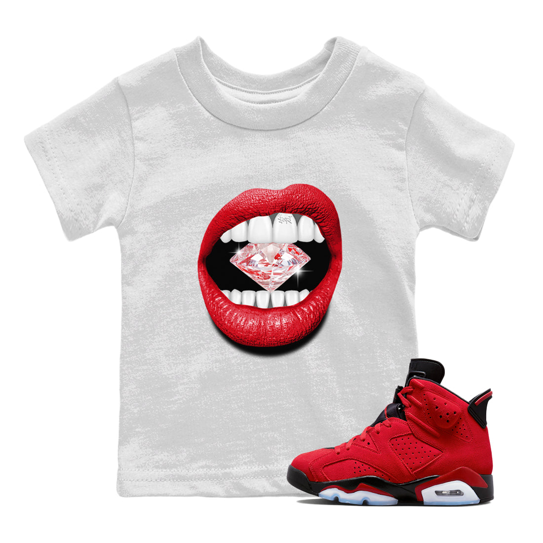 Lips Diamond Kids Tops - Air Jordan 6 Toro Bravo