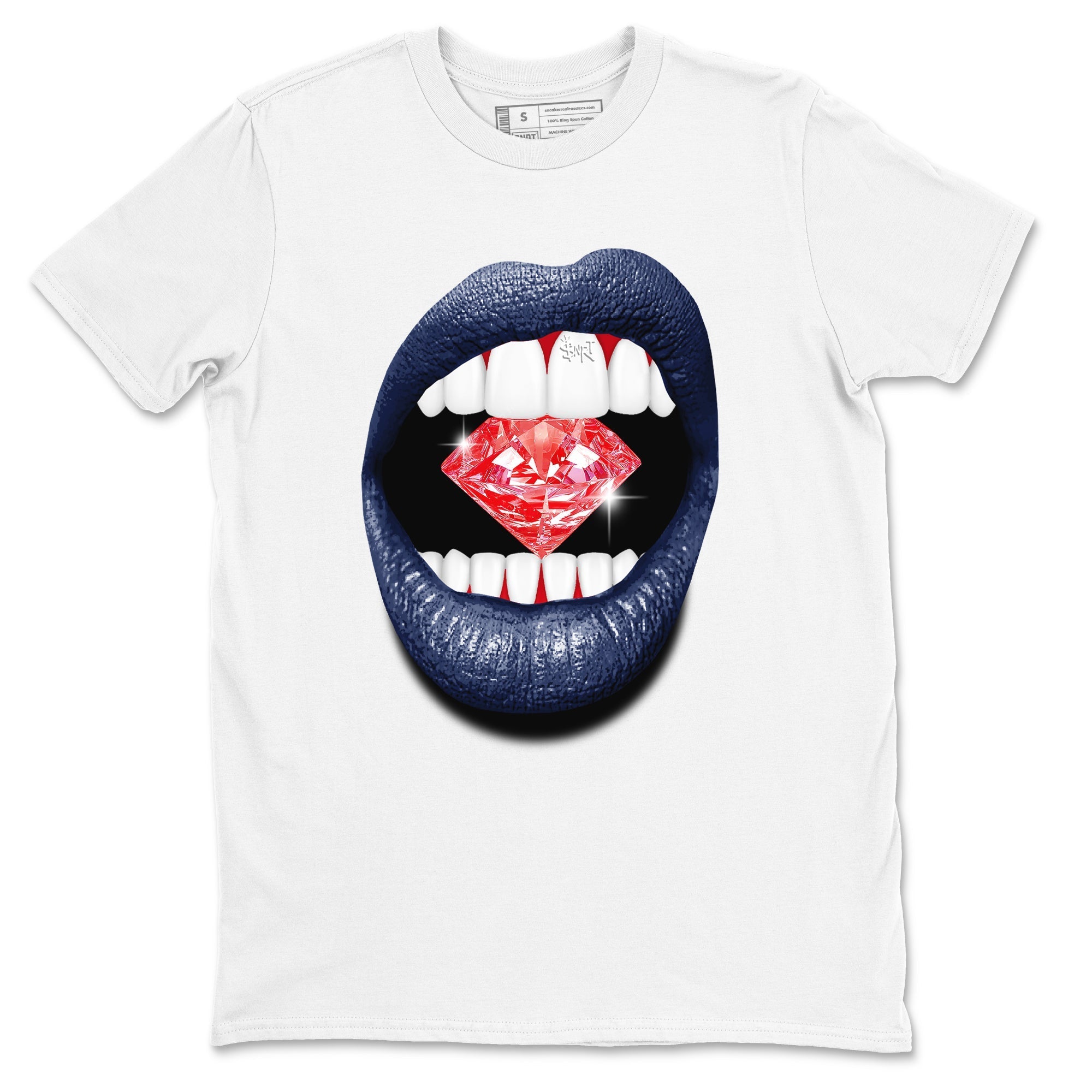 Lips Diamond snkmatch Tees - Air Jordan 6 White And Midnight Navy