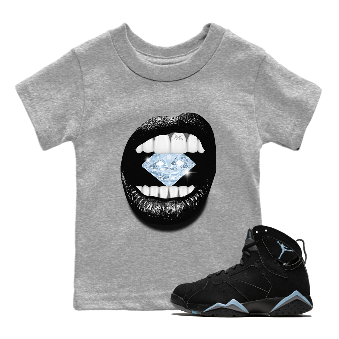 Lips Diamond Kids Tops - Air Jordan 7 Chambray