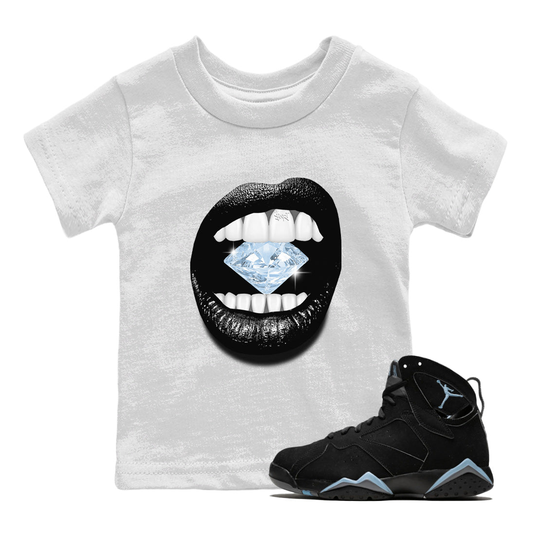 Lips Diamond Kids Tops - Air Jordan 7 Chambray