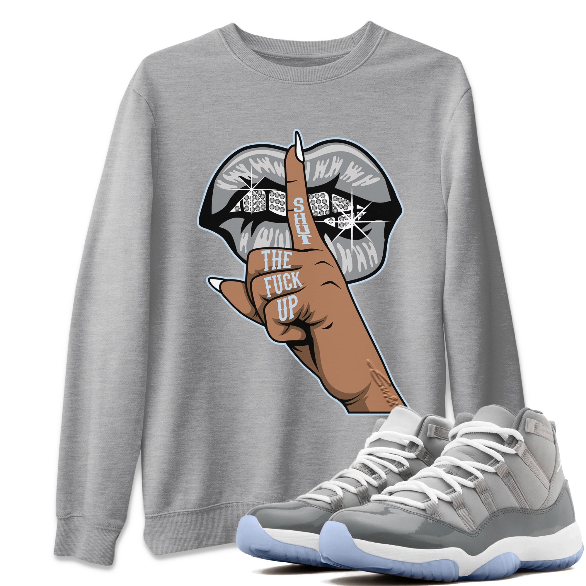 Lips Hand Unisex Tops - Air Jordan 11 Cool Grey