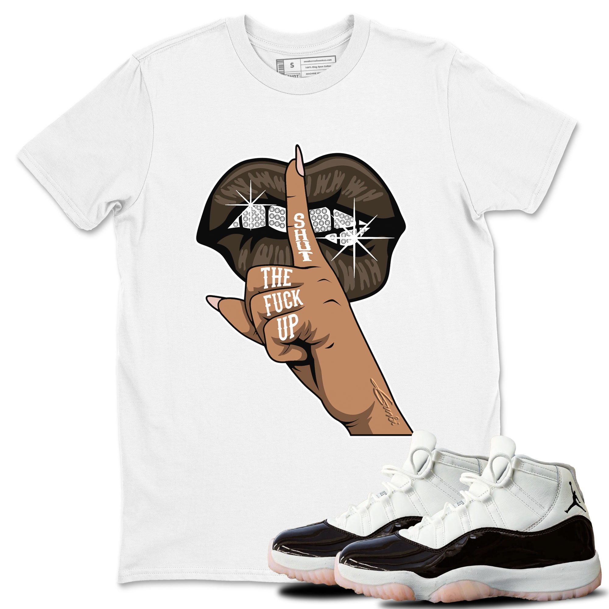 Lips Hand snkmatch Tee - Air Jordan 11 Neapolitan