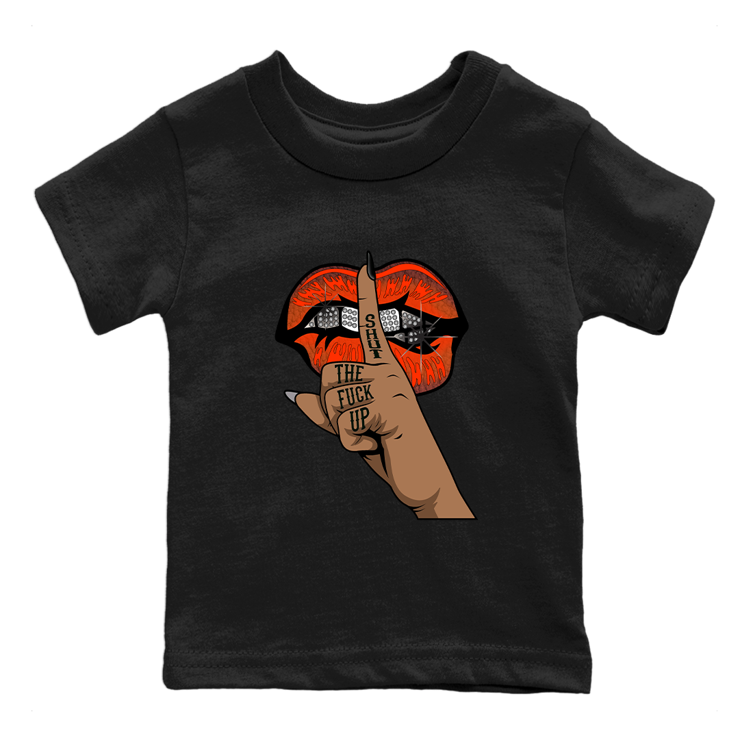Lips Hand Kids Tops - Air Jordan 12 Brilliant Orange