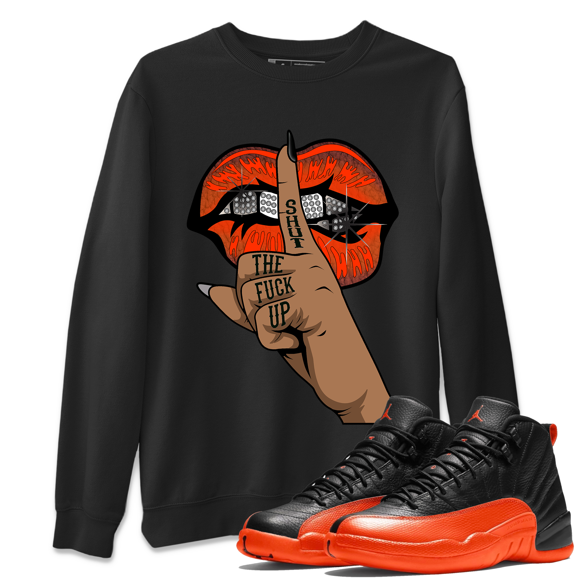 Lips Hand Unisex Tops - Air Jordan 12 Brilliant Orange