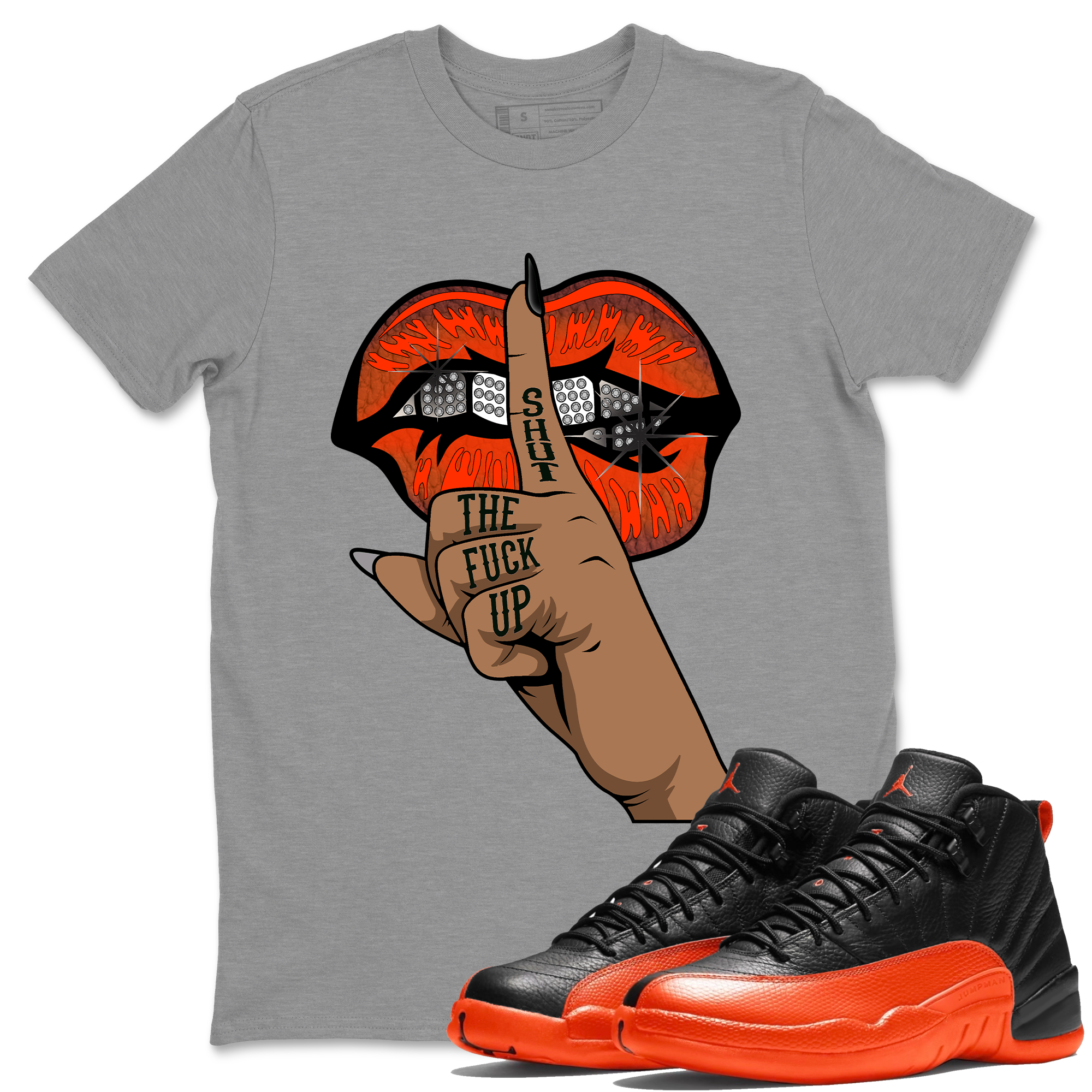 Lips Hand Unisex Tops - Air Jordan 12 Brilliant Orange