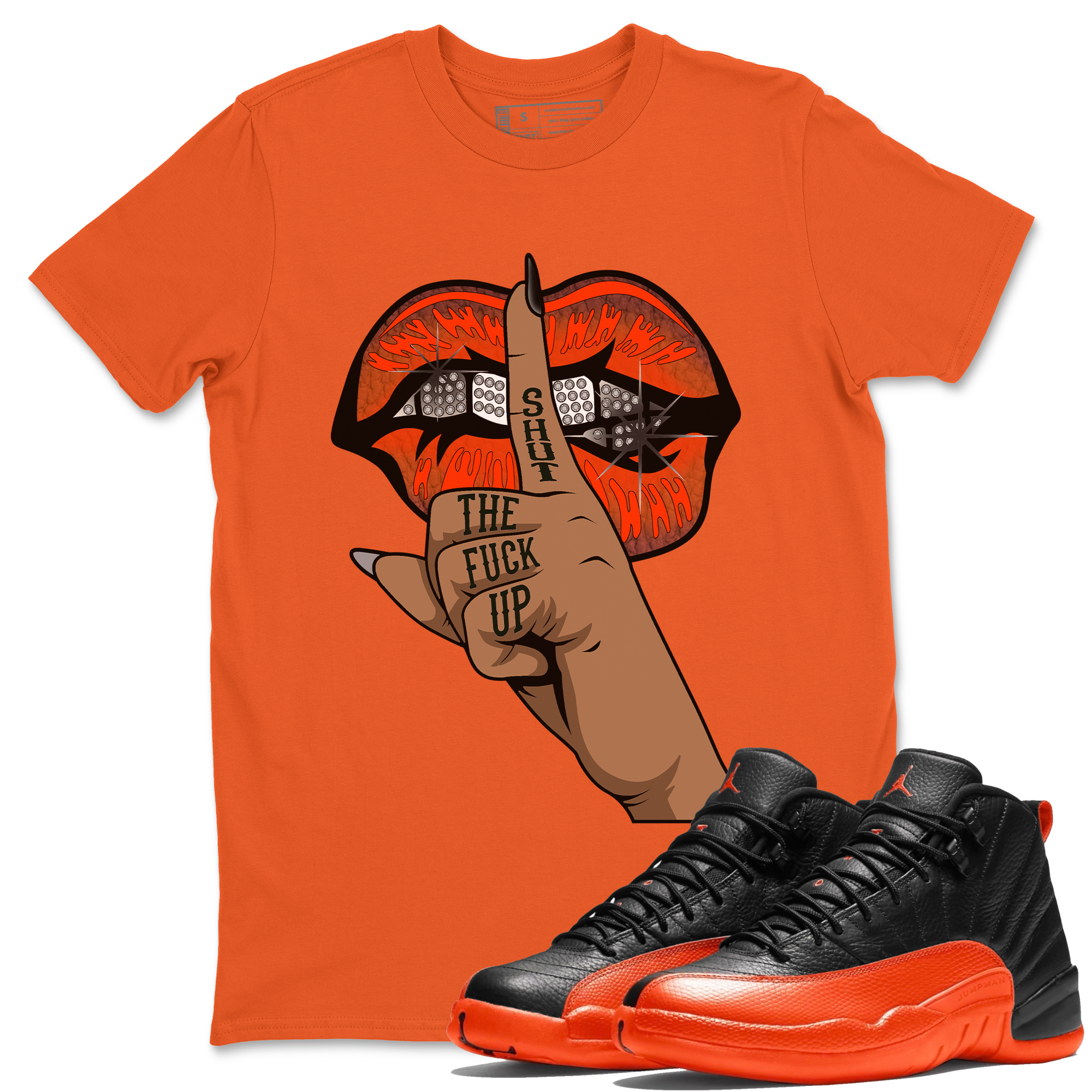 Lips Hand Unisex Tops - Air Jordan 12 Brilliant Orange