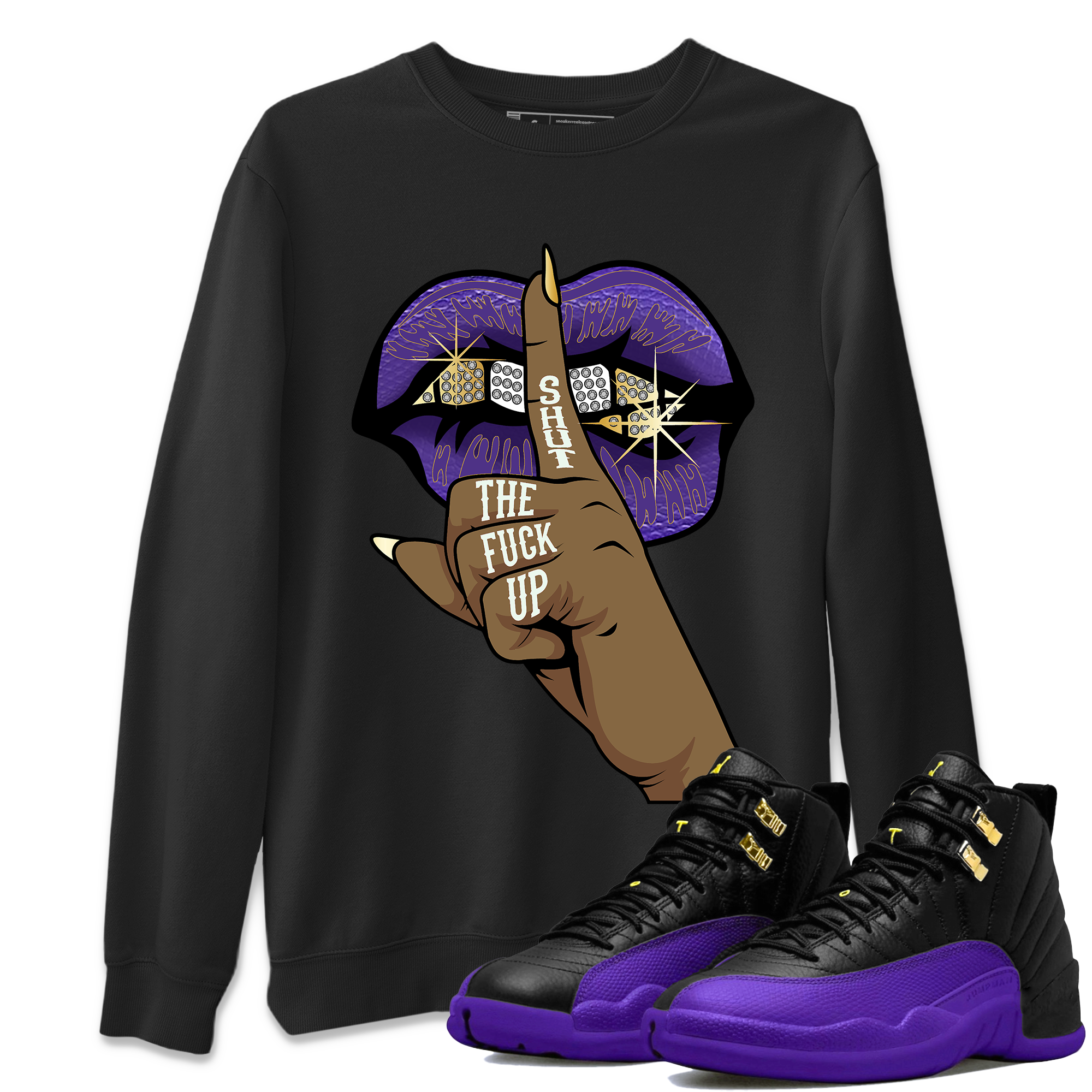 Lips Hand Unisex Tops - Air Jordan 12 Field Purple