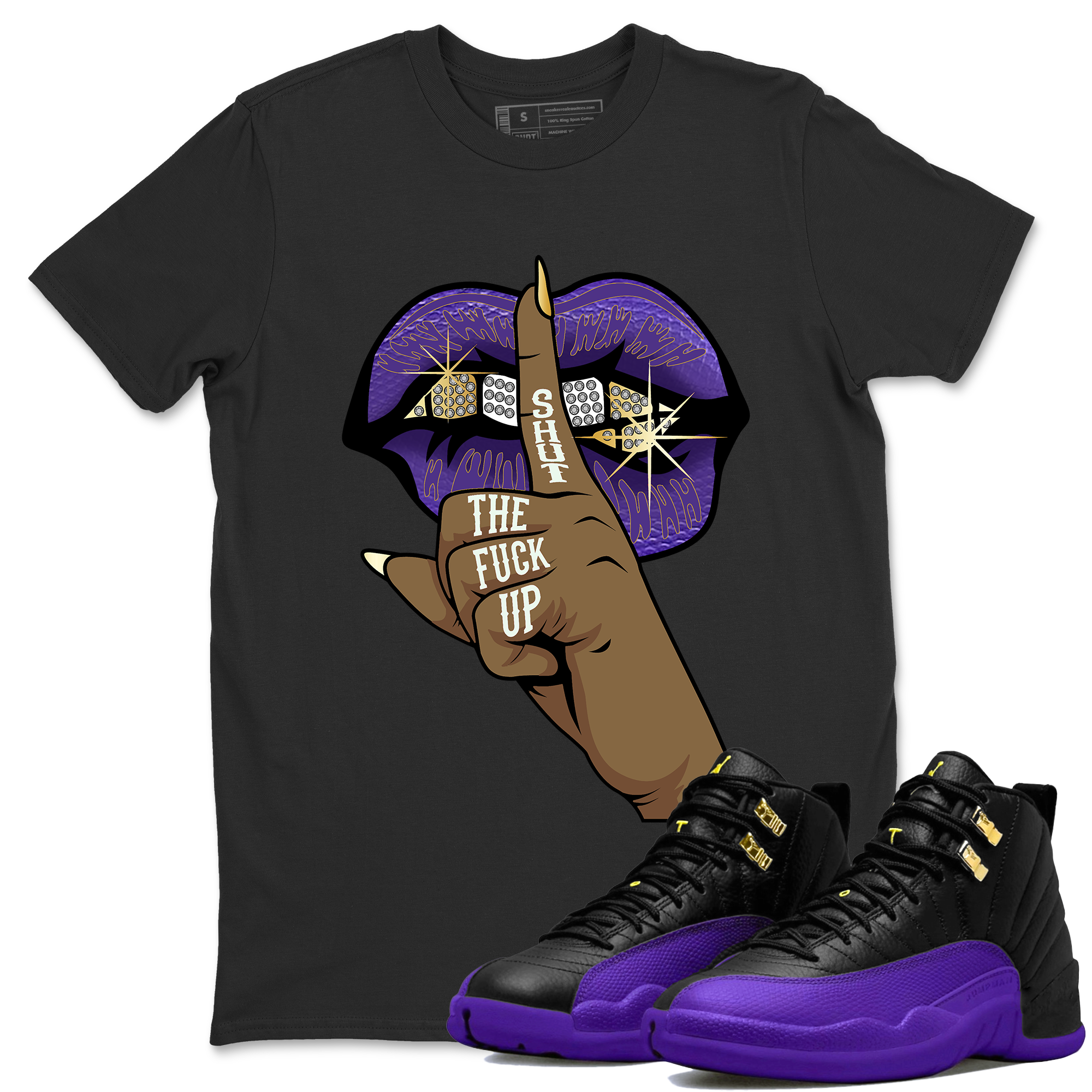 Lips Hand Unisex Tops - Air Jordan 12 Field Purple