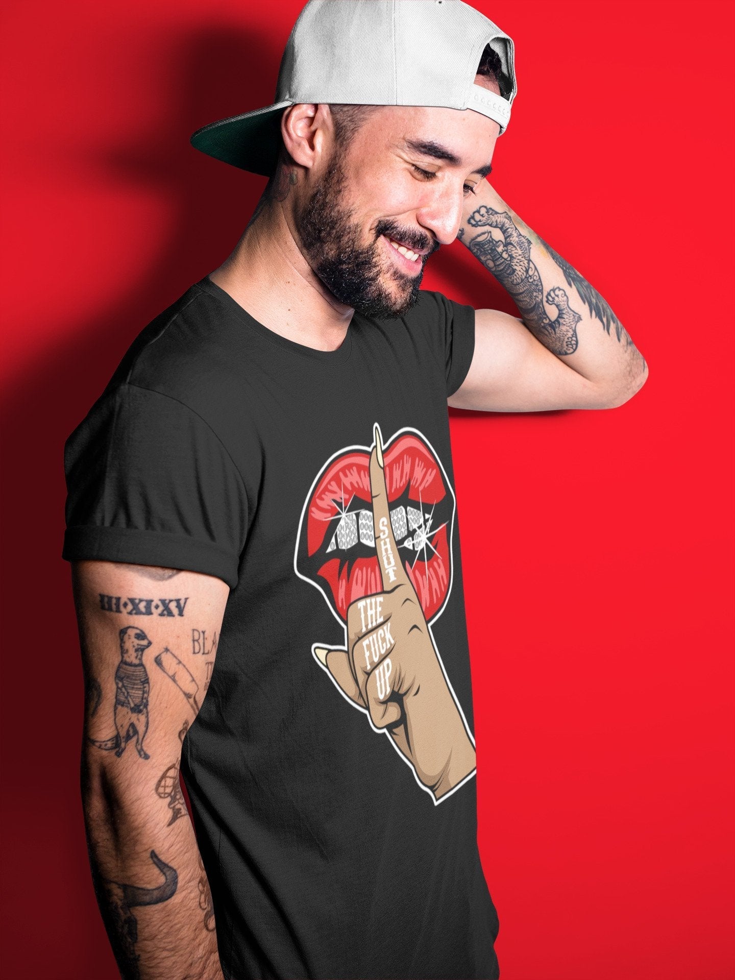 Lips Hand Unisex Tops - Air Jordan 2 OFF-WHITE Varsity Red